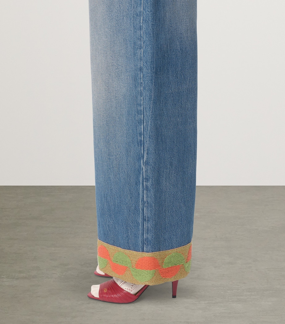 Decorated-Trim Wide-Leg Jeans 558 Image 4