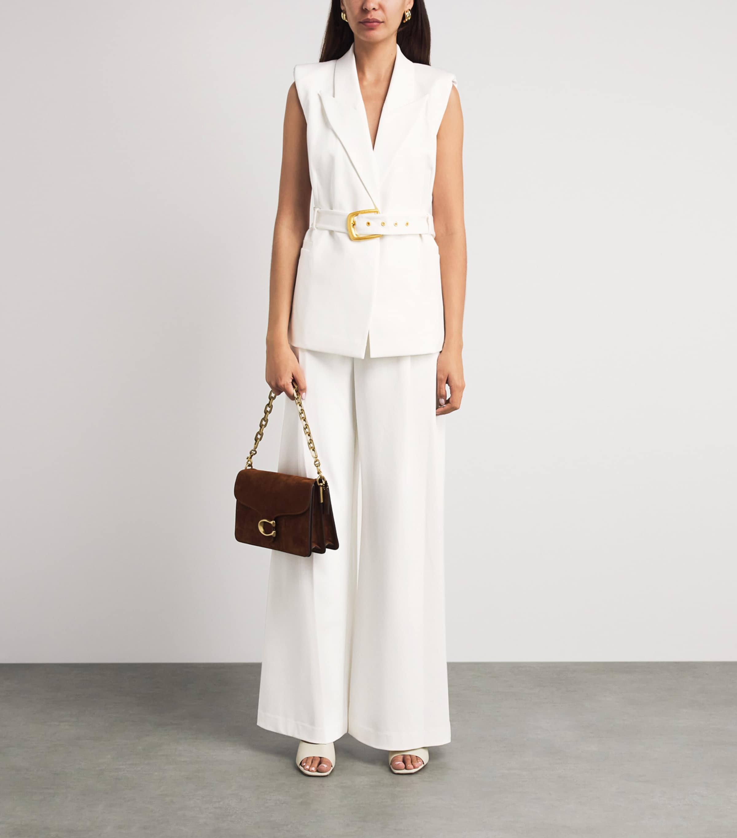 L'Agence Womens Allanah Wide-Leg Trousers Whit White Image 2