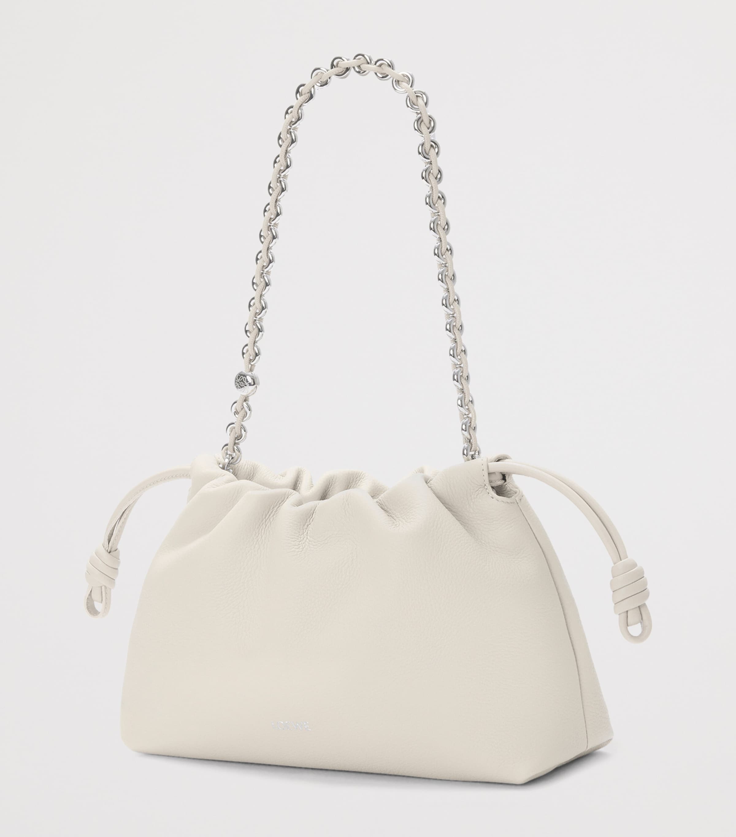 LOEWE Medium Leather Flamenco Purse Soft White Image 2