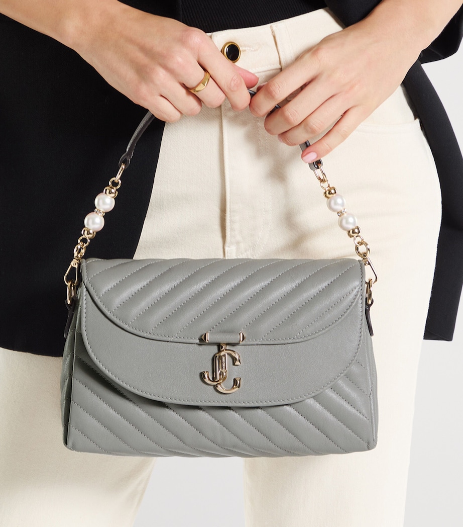 Jimmy Choo Curve Quilted Leather Top-Handle Bag Dove/shiny Gold Image 2