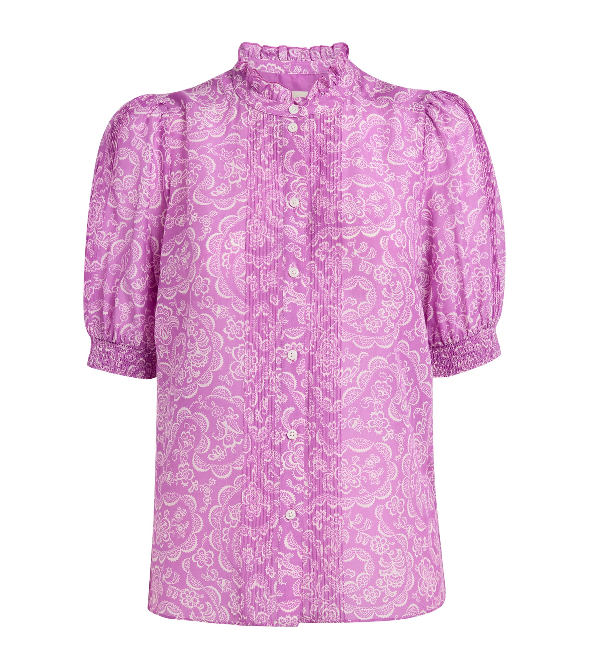 ME+EM Womens Cotton-Silk Printed Blouse Purple/light Cream Image 1