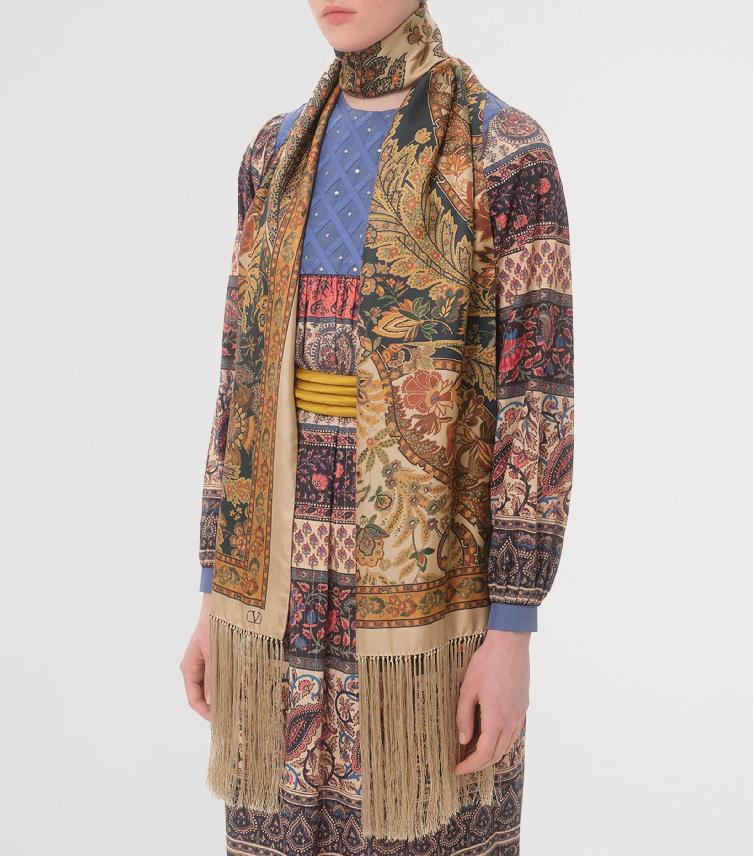 Silk Fringed Printed Scarf 598 Image 2