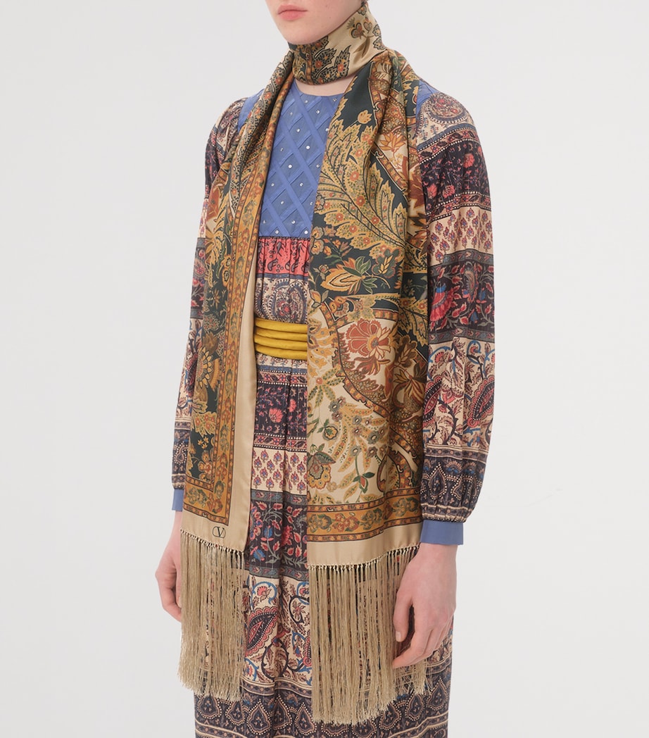 Silk Fringed Printed Scarf 598 Image 2