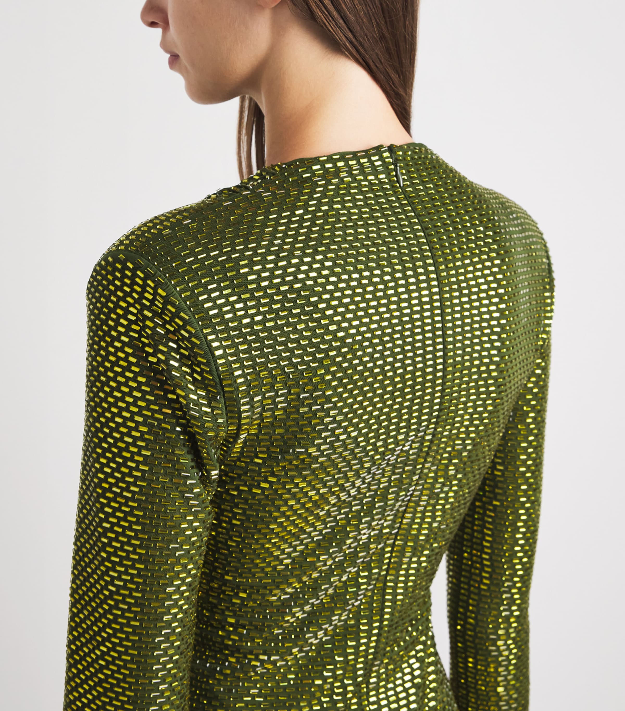 Self-Portrait Womens Rhinestone-Detail Midi Dress Green Image 5