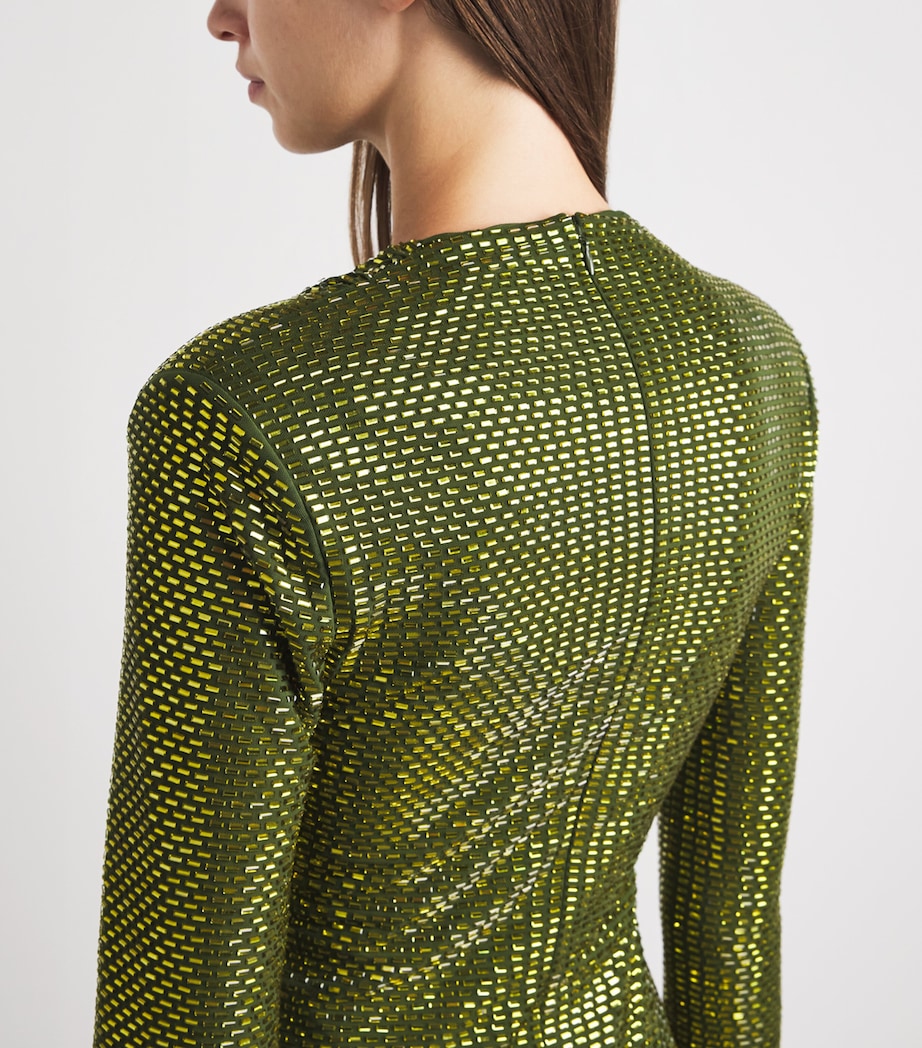 Self-Portrait Womens Rhinestone-Detail Midi Dress Green Image 5