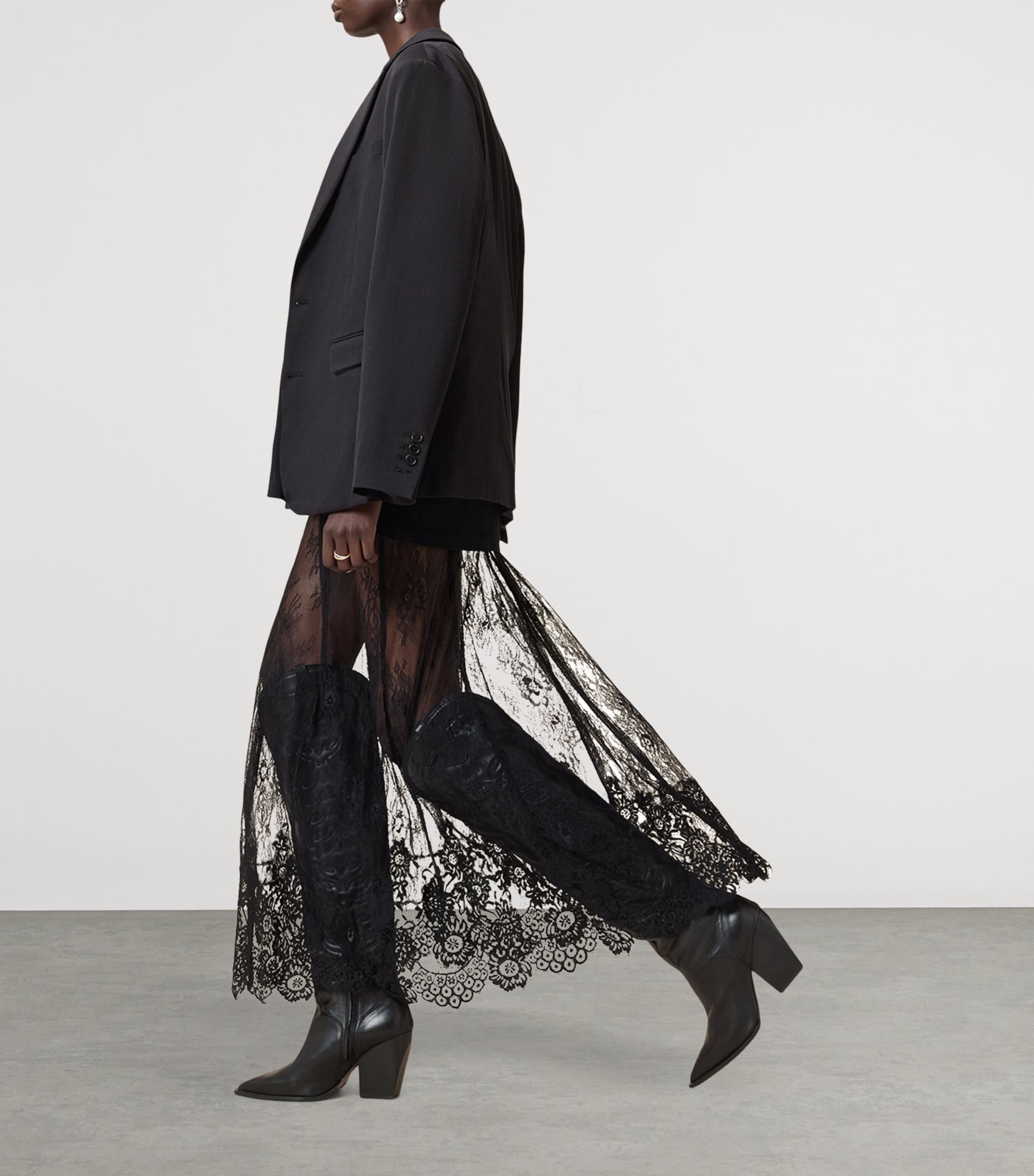 Lace Arran Maxi Skirt BLACK Image 5