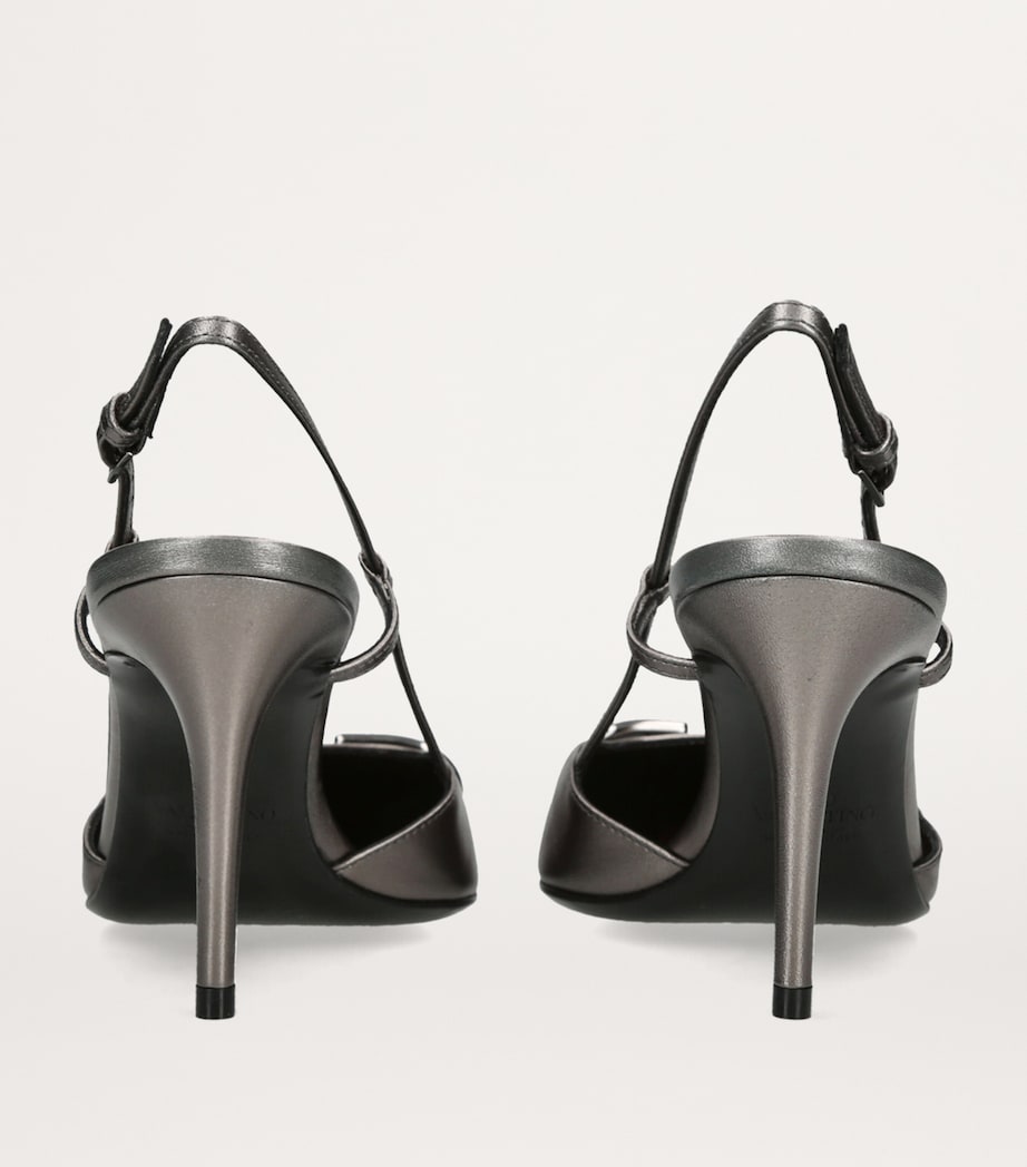 Leather VLogo Slingback Pumps 80 GUNMETAL Image 5