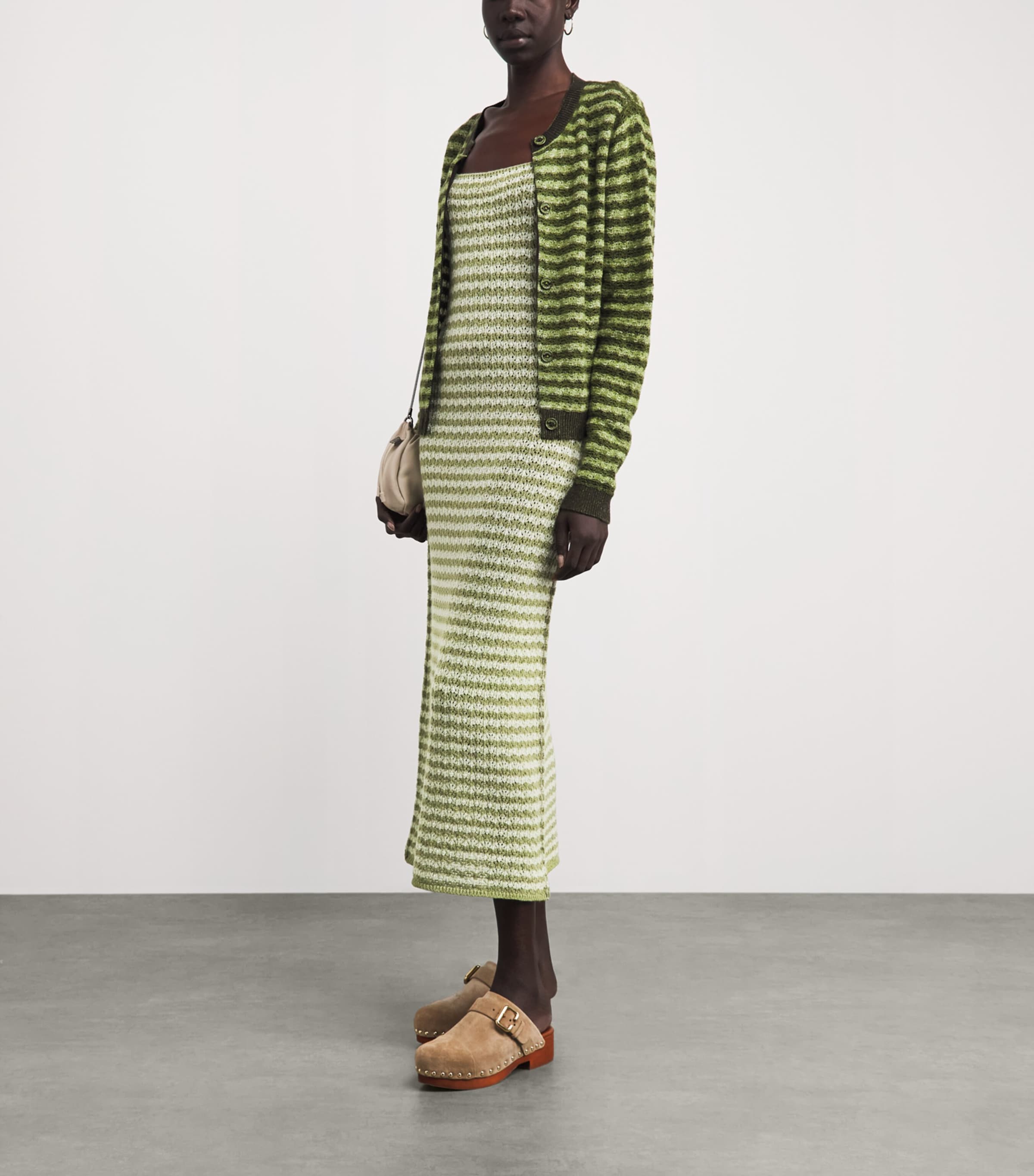 Barrie Womens Cashmere Stripe Midi Dress Chntily/drk Mlt Image 2