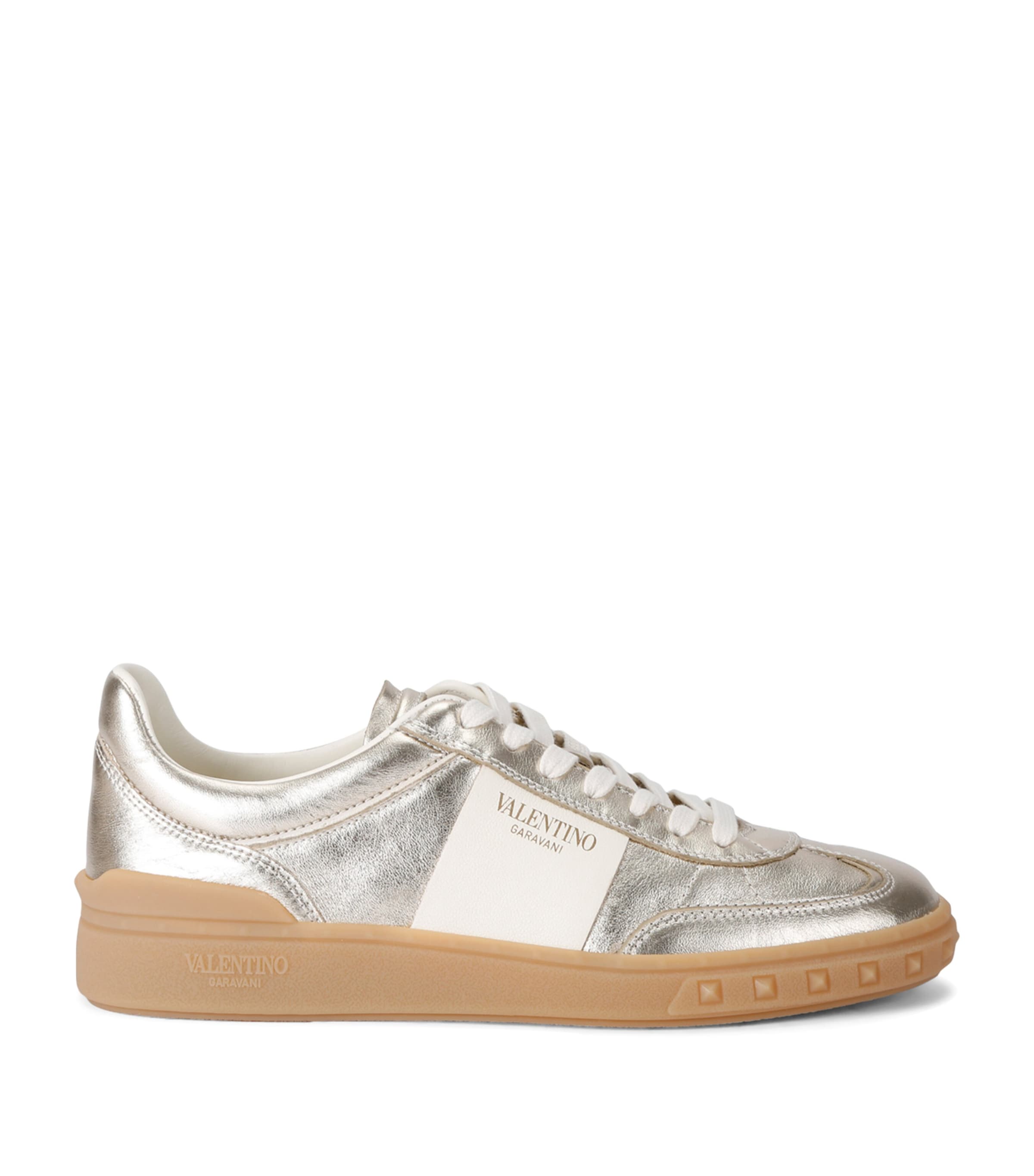 Valentino Garavani Leather Upvillage Sneakers In Silver