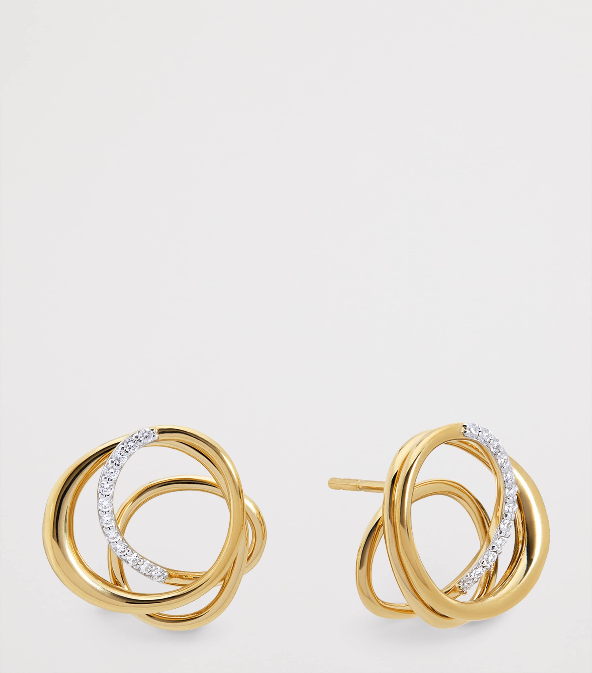 Monica Vinader Yellow Gold and Diamond Nura Wrap Stud Earrings Gold Vermeil Image 4