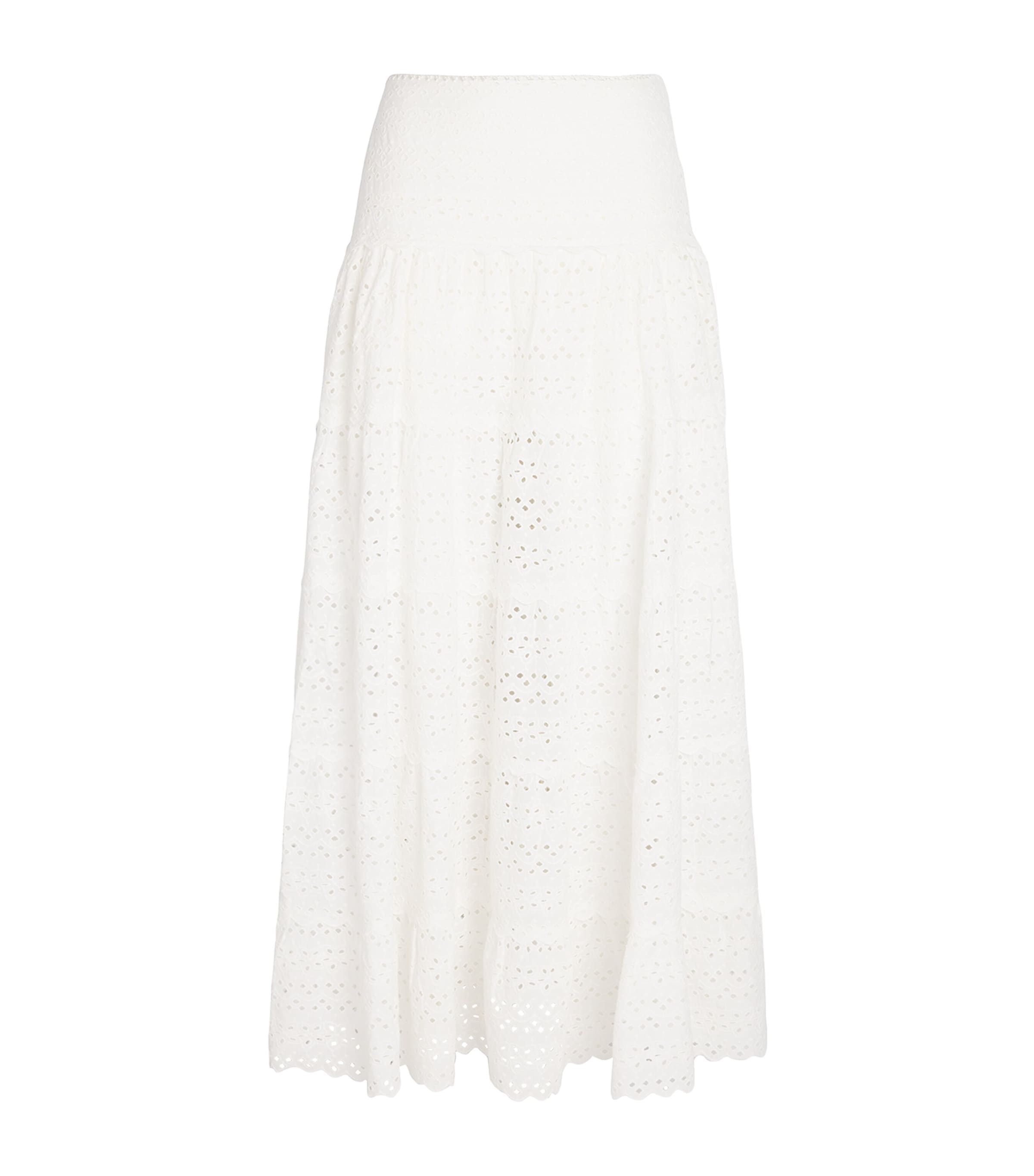 Rixo London Cotton Ripeka Maxi Skirt In White