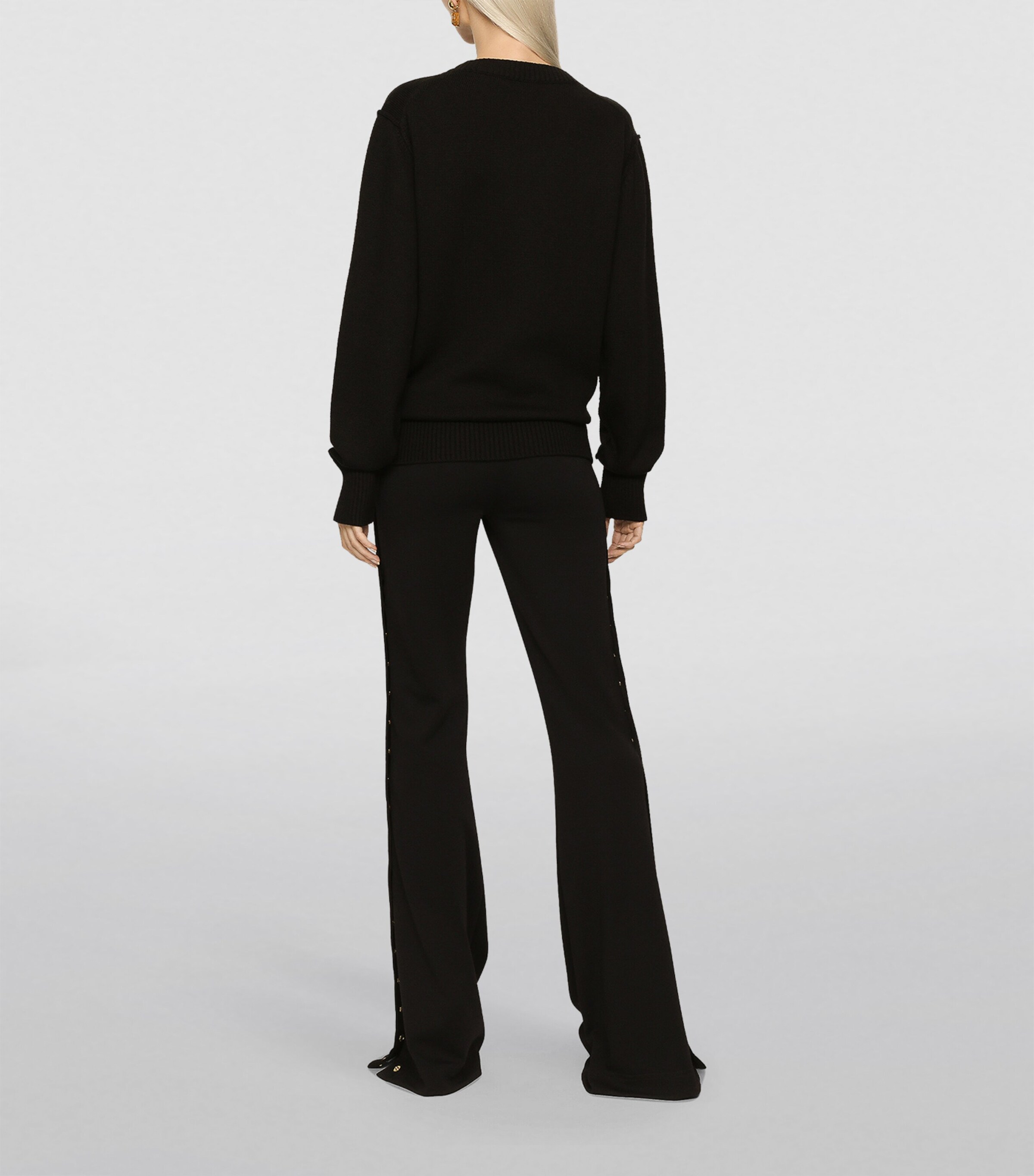 Virgin Wool Knitted Sweater N0000-BLACK Image 5