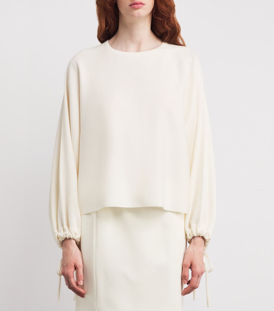 Virgin Wool Knit Sweater WHITE Image 3