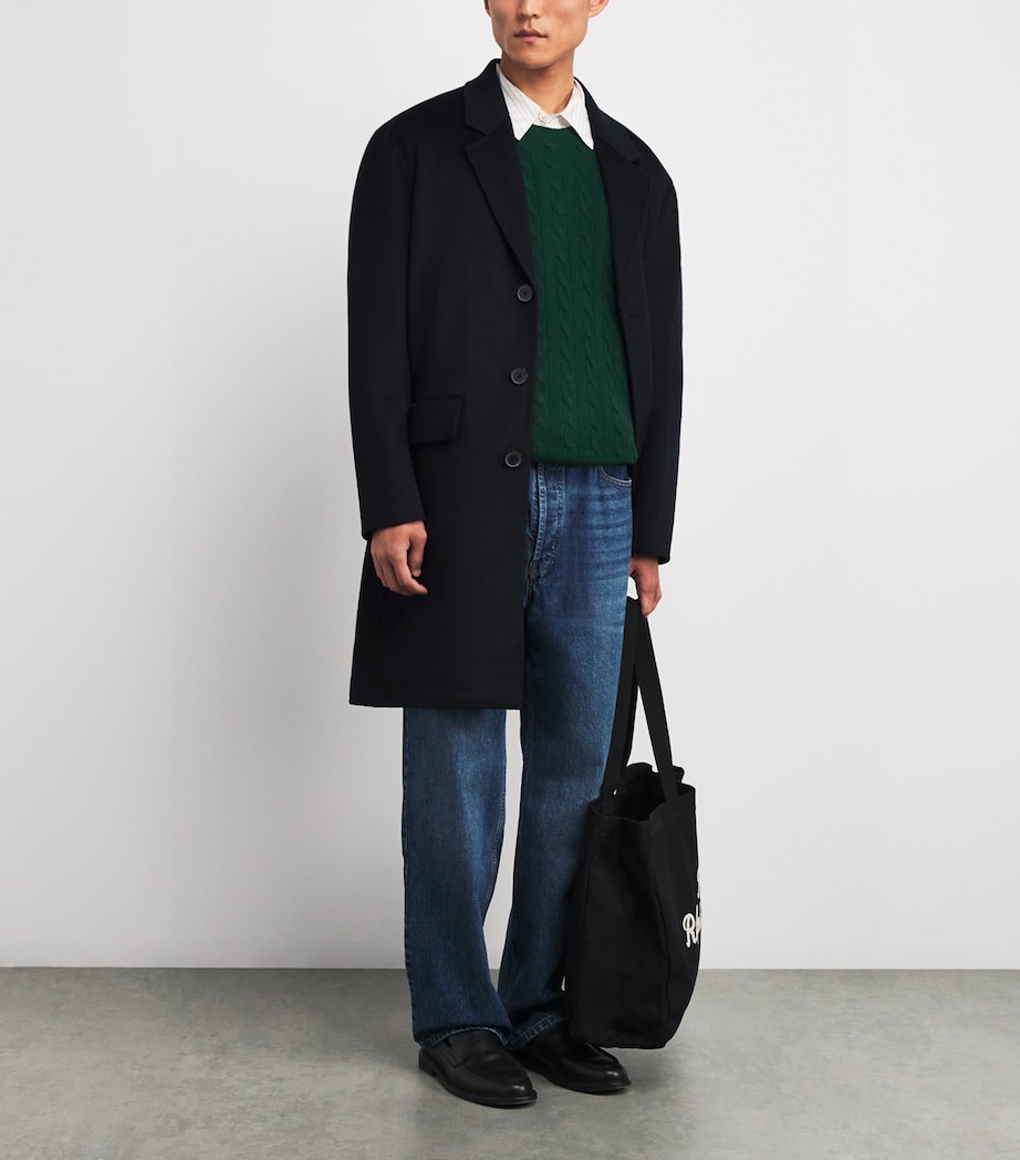 Wool-Cashmere Cable-Knit Polo Pony Sweater GREEN Image 2