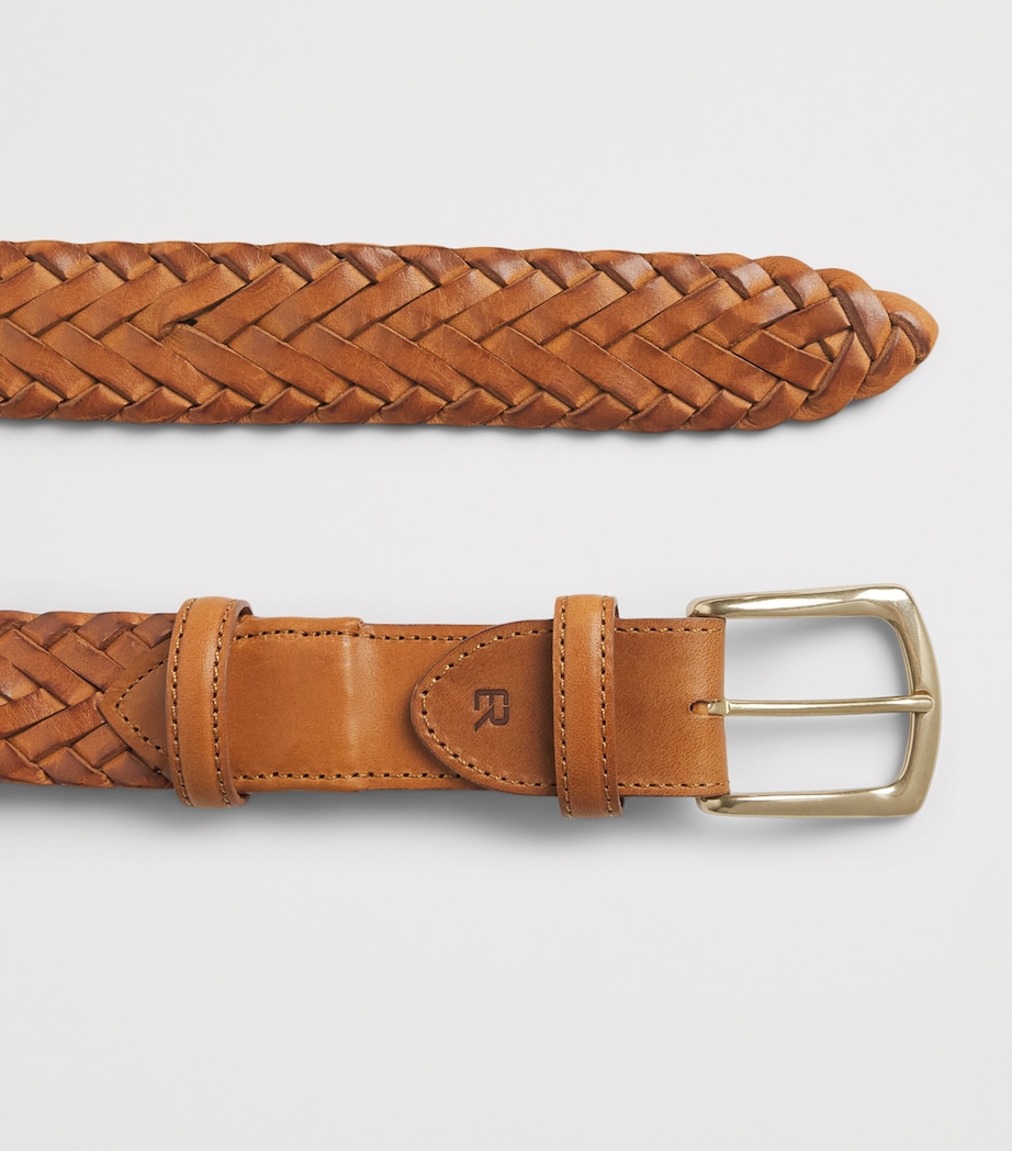 Elliot Rhodes Leather Braided Belt Tan Image 3