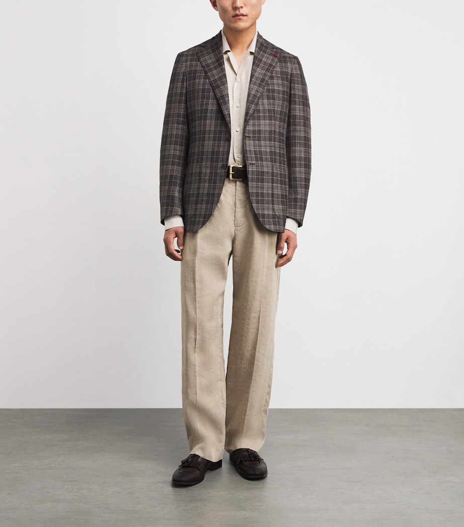 Isaia Mens Linen Camp-Collar Shirt Image 2