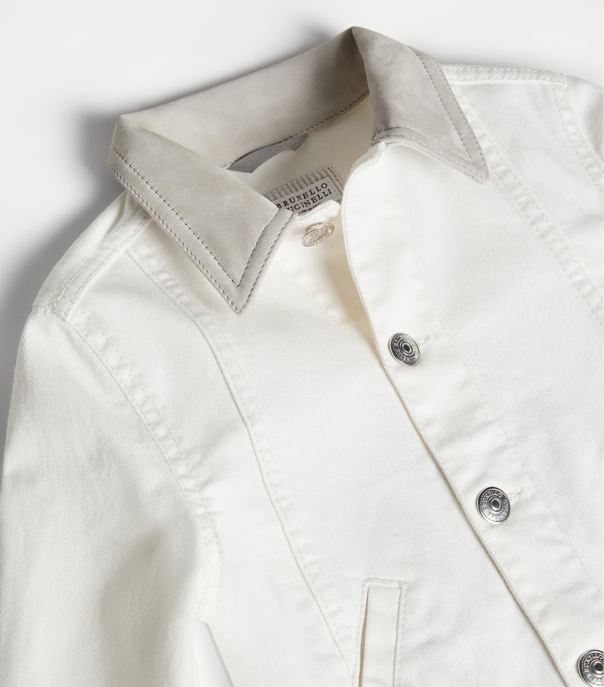 Brunello Cucinelli Kids Suede-Collar Denim Jacket (4-6 Years) Image 3
