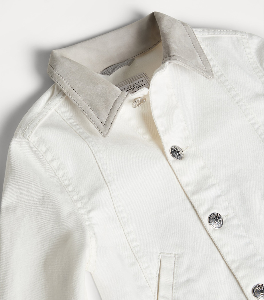 Brunello Cucinelli Kids Suede-Collar Denim Jacket (4-6 Years) Image 3