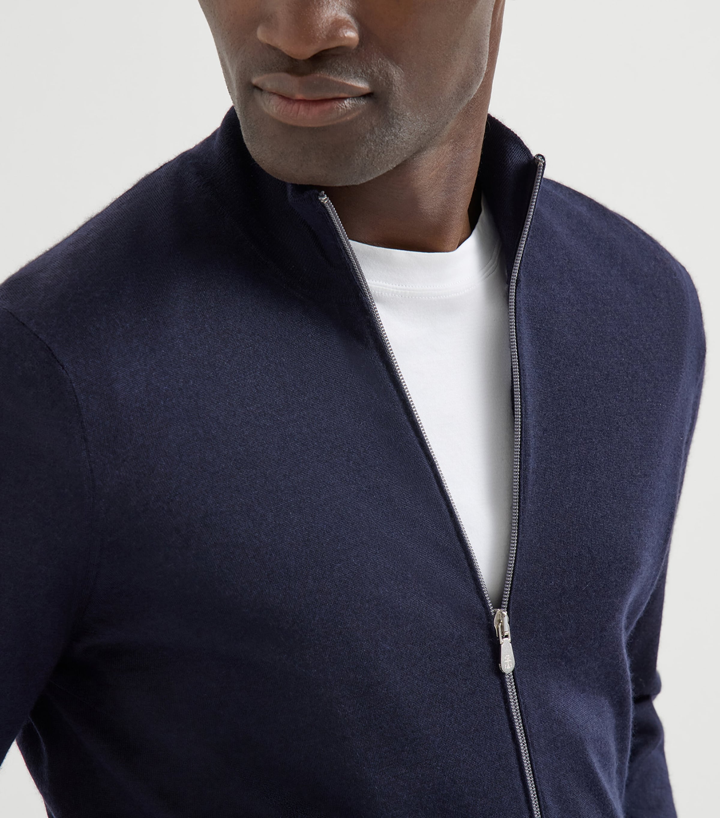 Brunello Cucinelli Mens Cashmere-Silk Zip-Up Cardigan Image 6