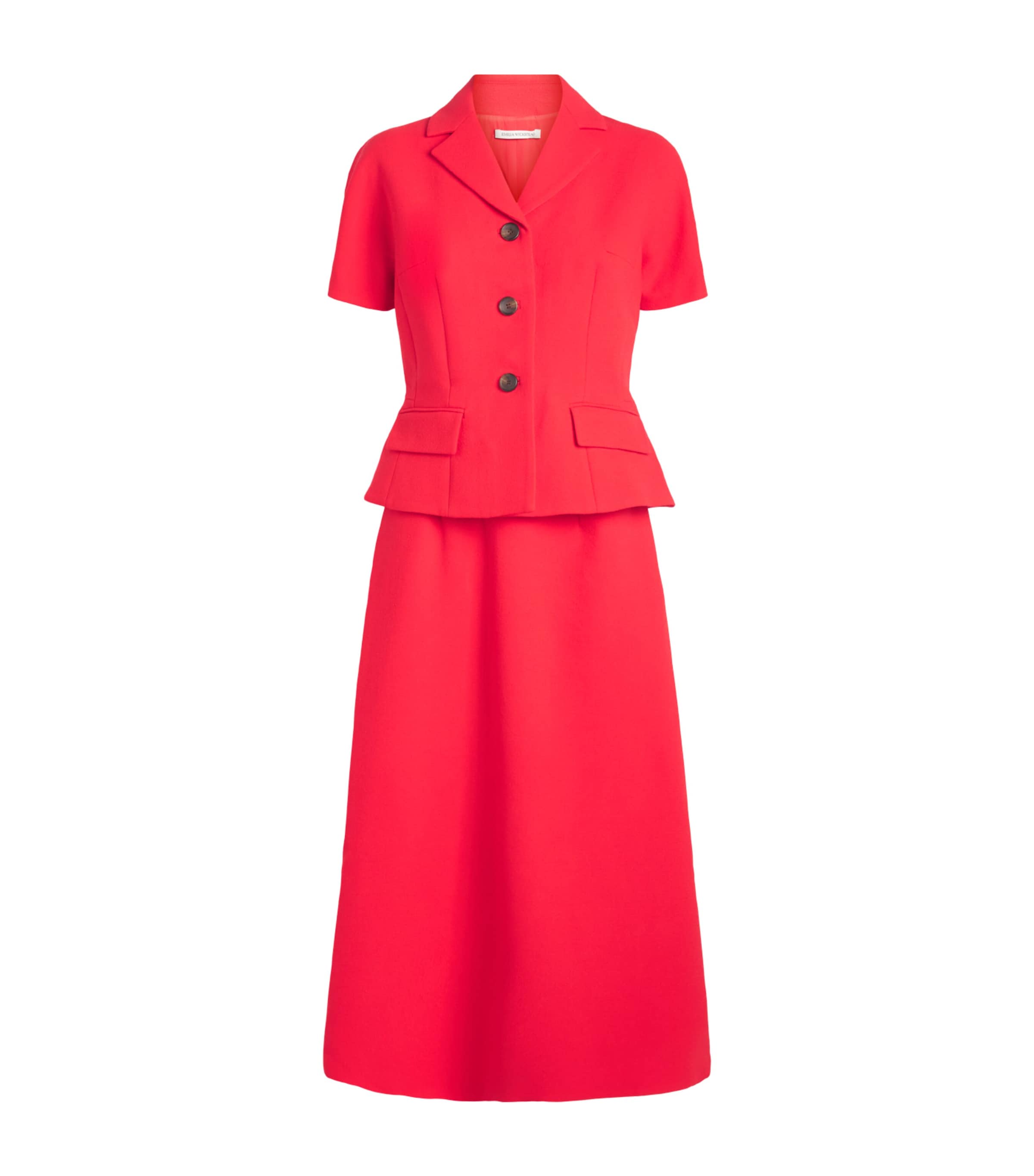Emilia Wickstead Womens Wool Alexina Midi Dress Red Image 1