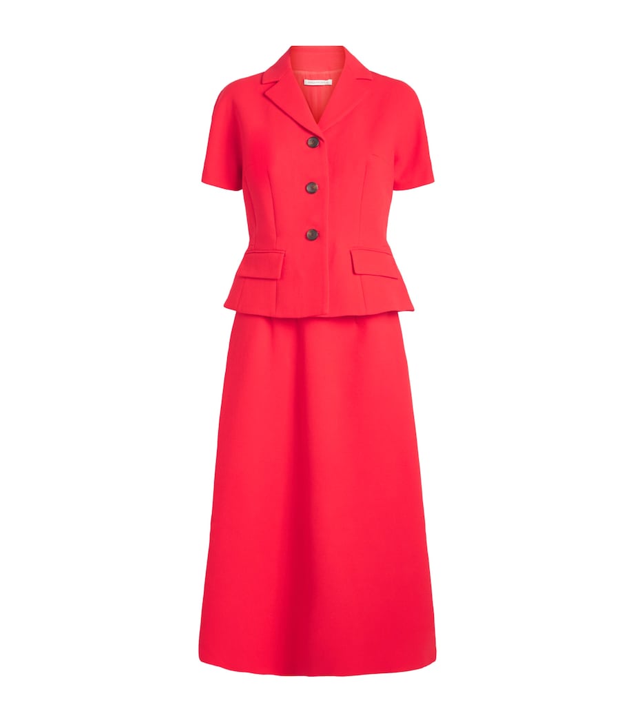 Emilia Wickstead Womens Wool Alexina Midi Dress Red Image 1