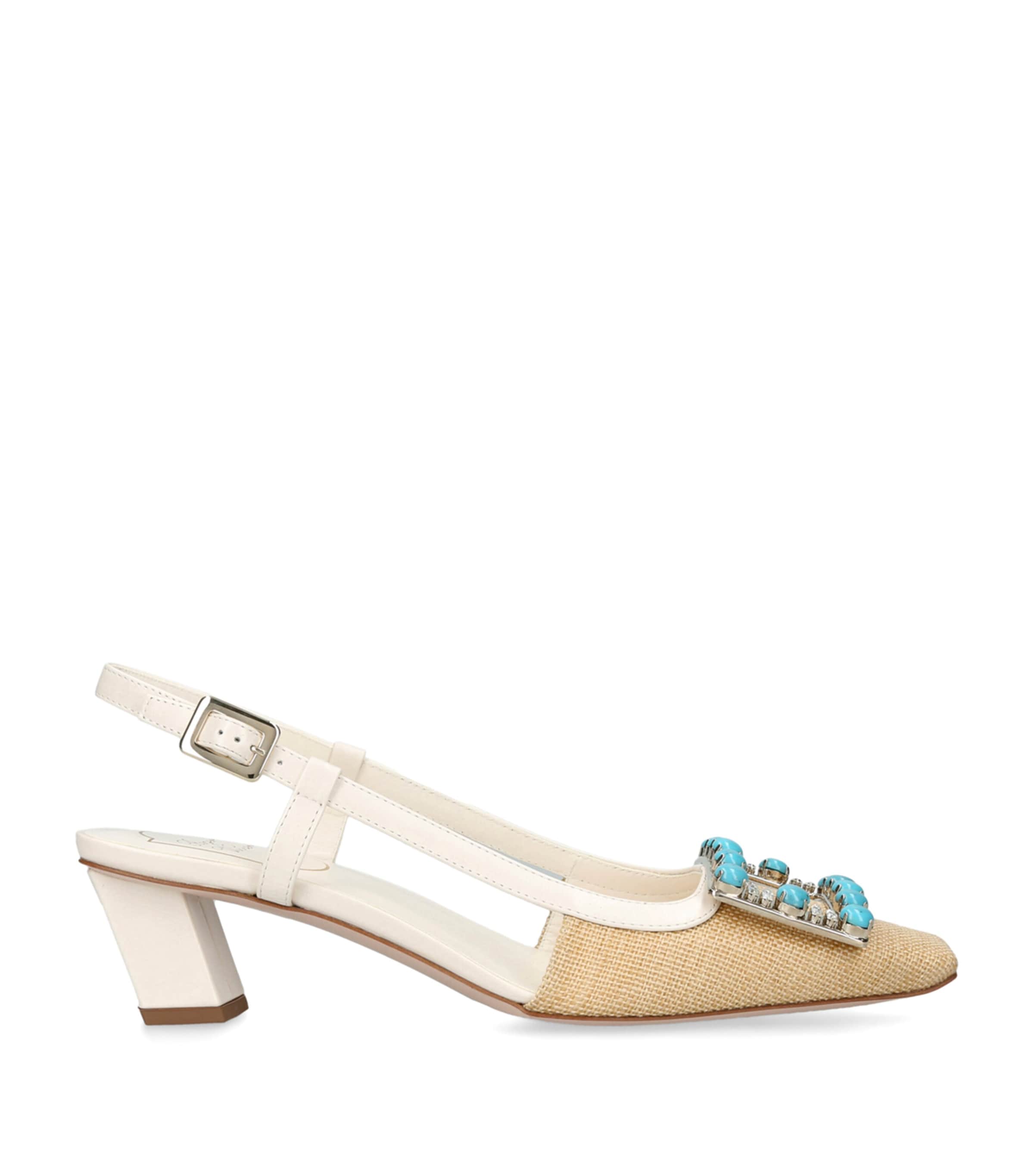 Roger Vivier Belle Vivier Slingback Pumps 45 Cream Comb