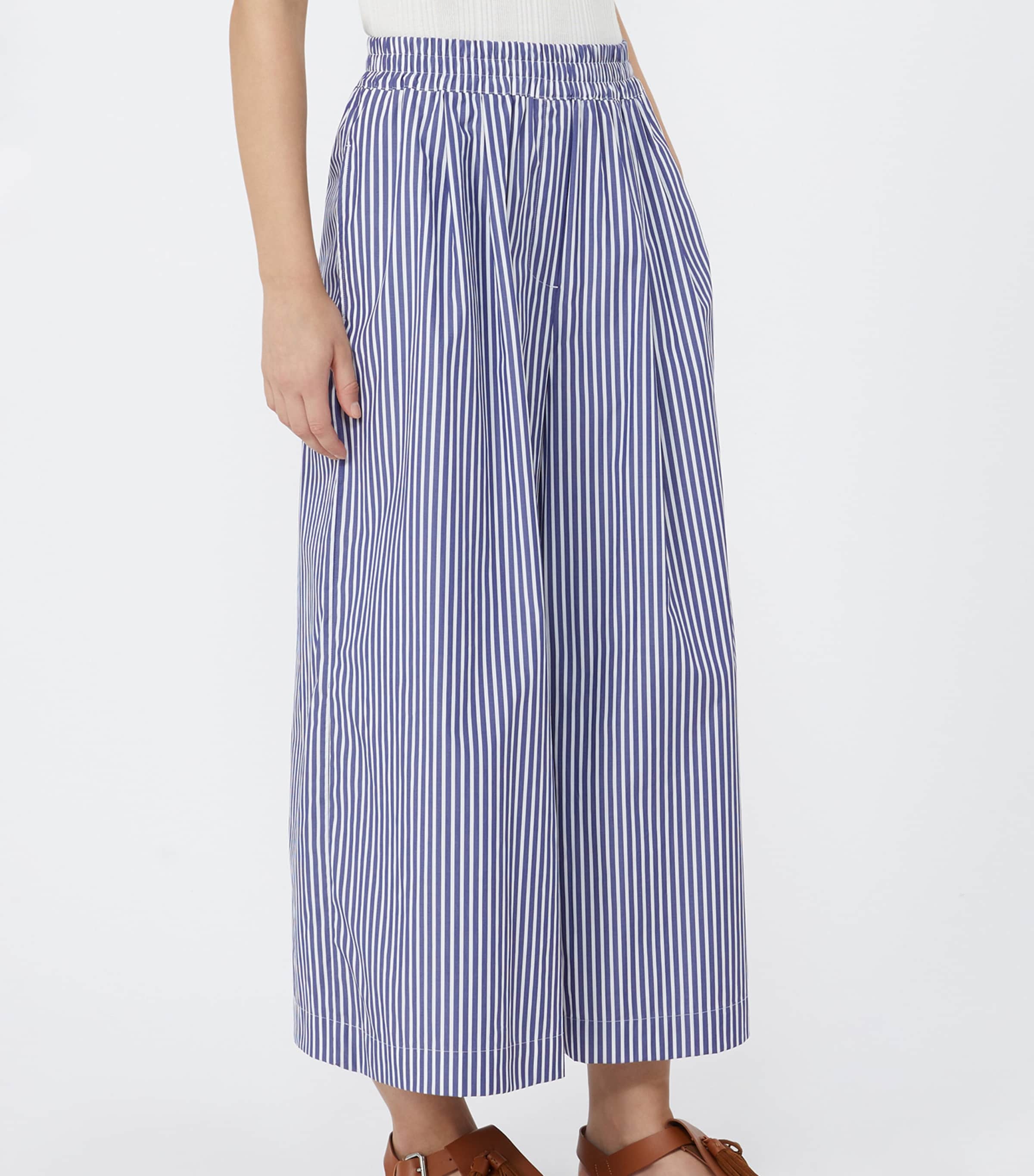 Weekend Max Mara Womens Stripe Wide-Leg Trousers Navy Image 3