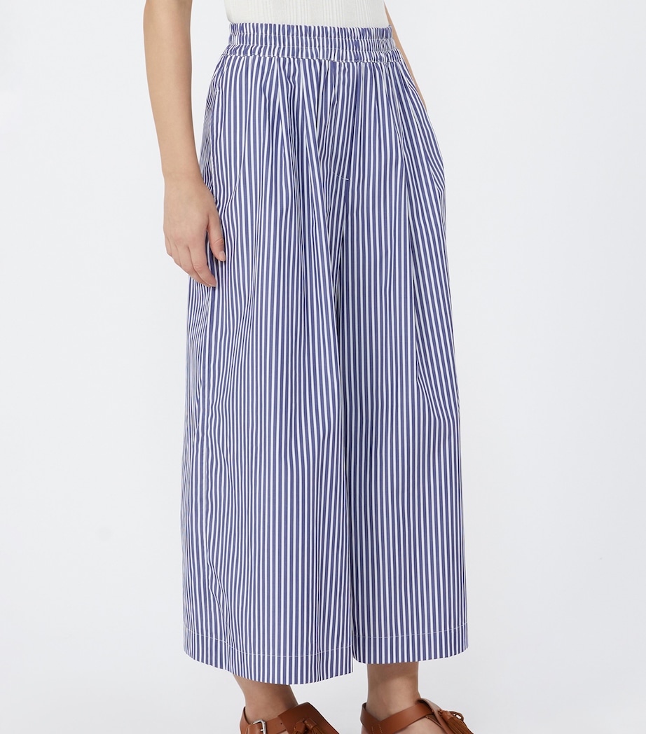 Weekend Max Mara Womens Stripe Wide-Leg Trousers Navy Image 3