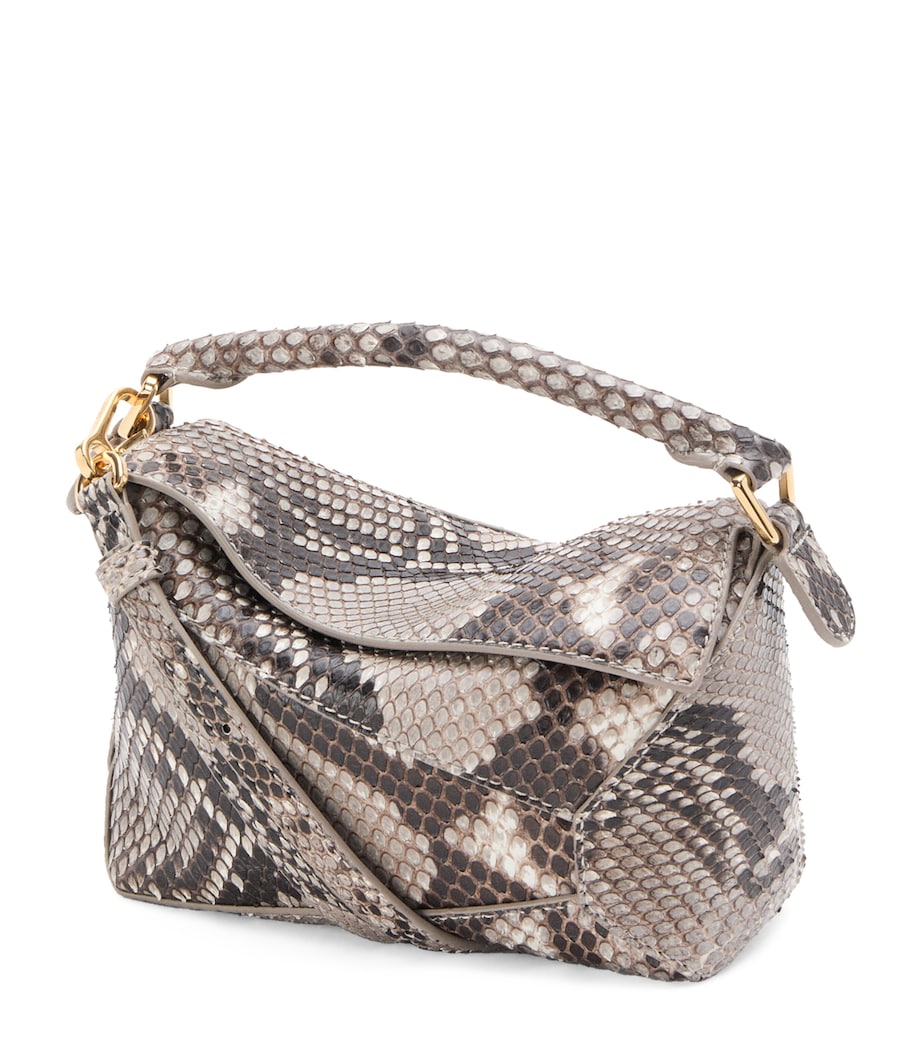 Mini Snakeskin Puzzle Edge Top-Handle Bag NATURAL Image 1