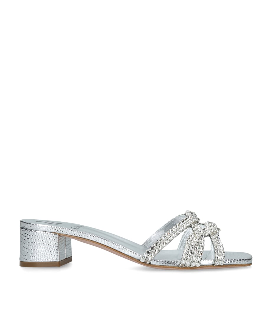 Gina Leather Taylor Heeled Mules 35 Silver Image 1