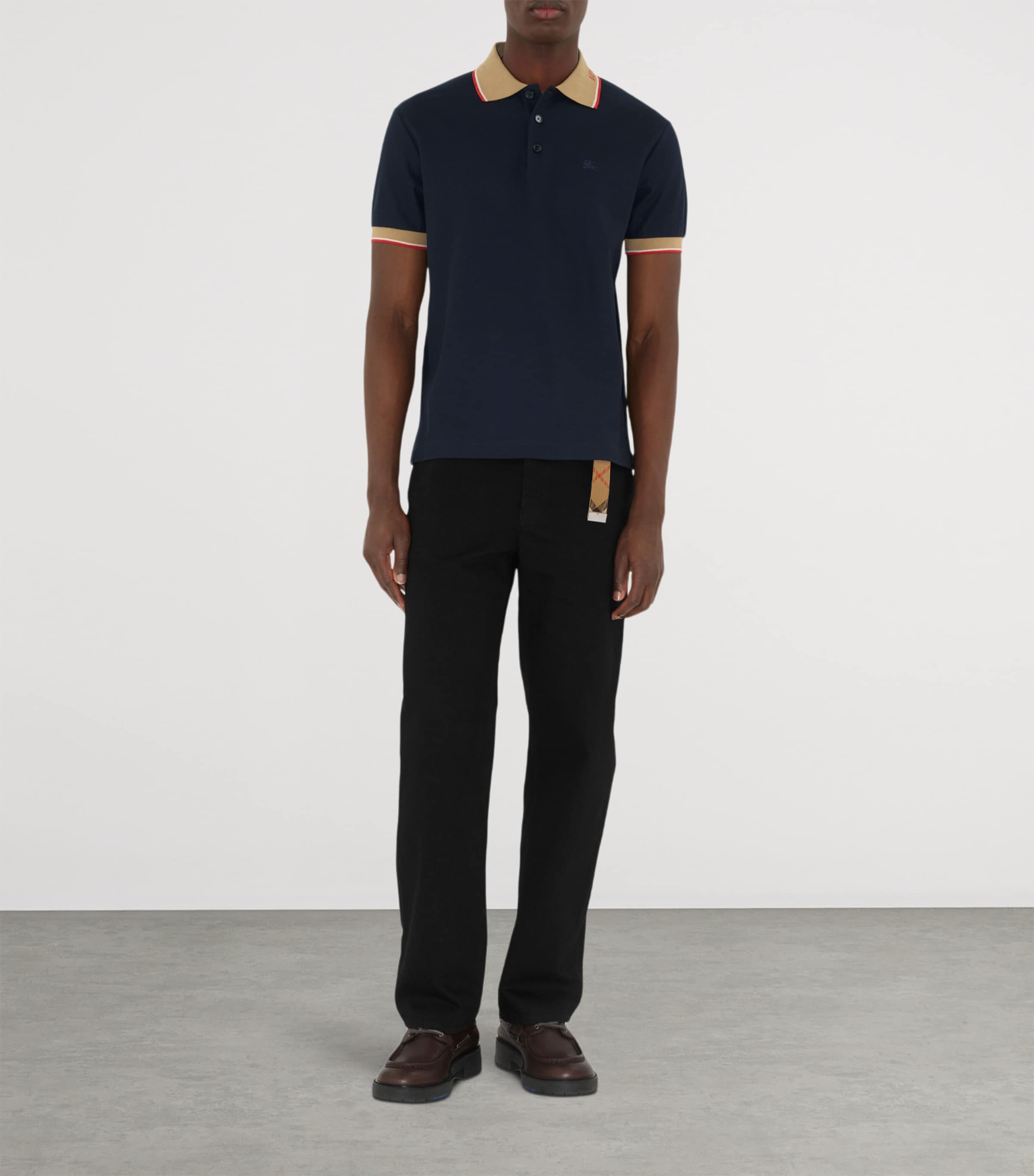 Piqué Cotton Logo Collar Polo Shirt NAVY Image 2