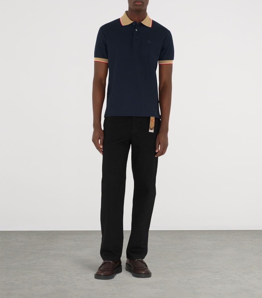 Piqué Cotton Logo Collar Polo Shirt NAVY Image 2