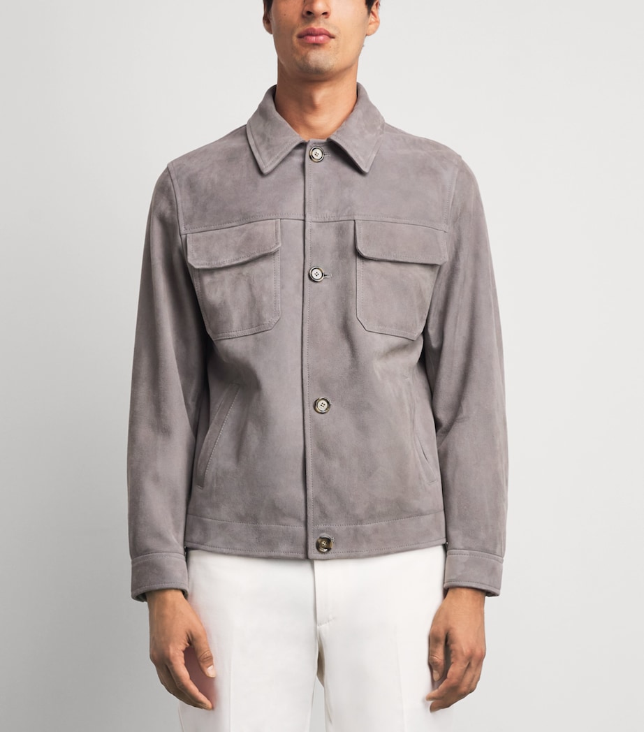 Lardini Mens Sheepskin Suede Jacket Grey Image 4