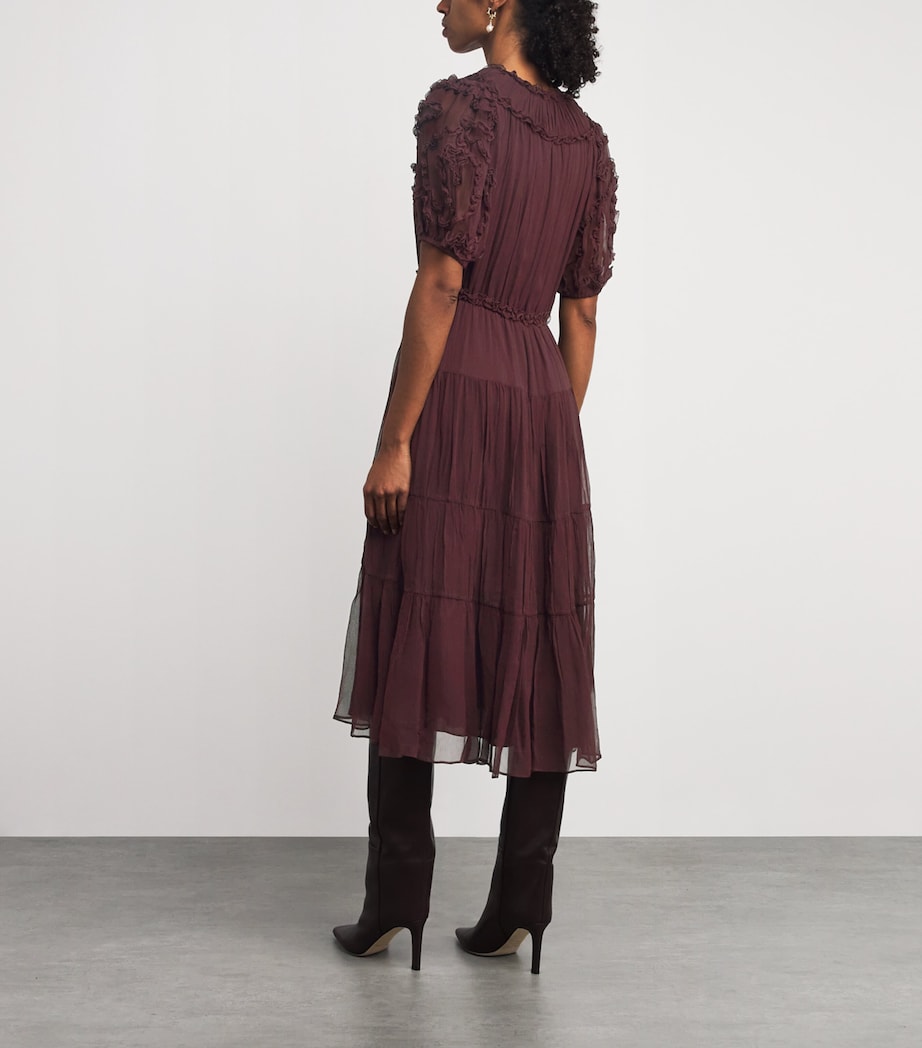 Silk Ruffled Nan Midi Dress MAHOGANY Image 3