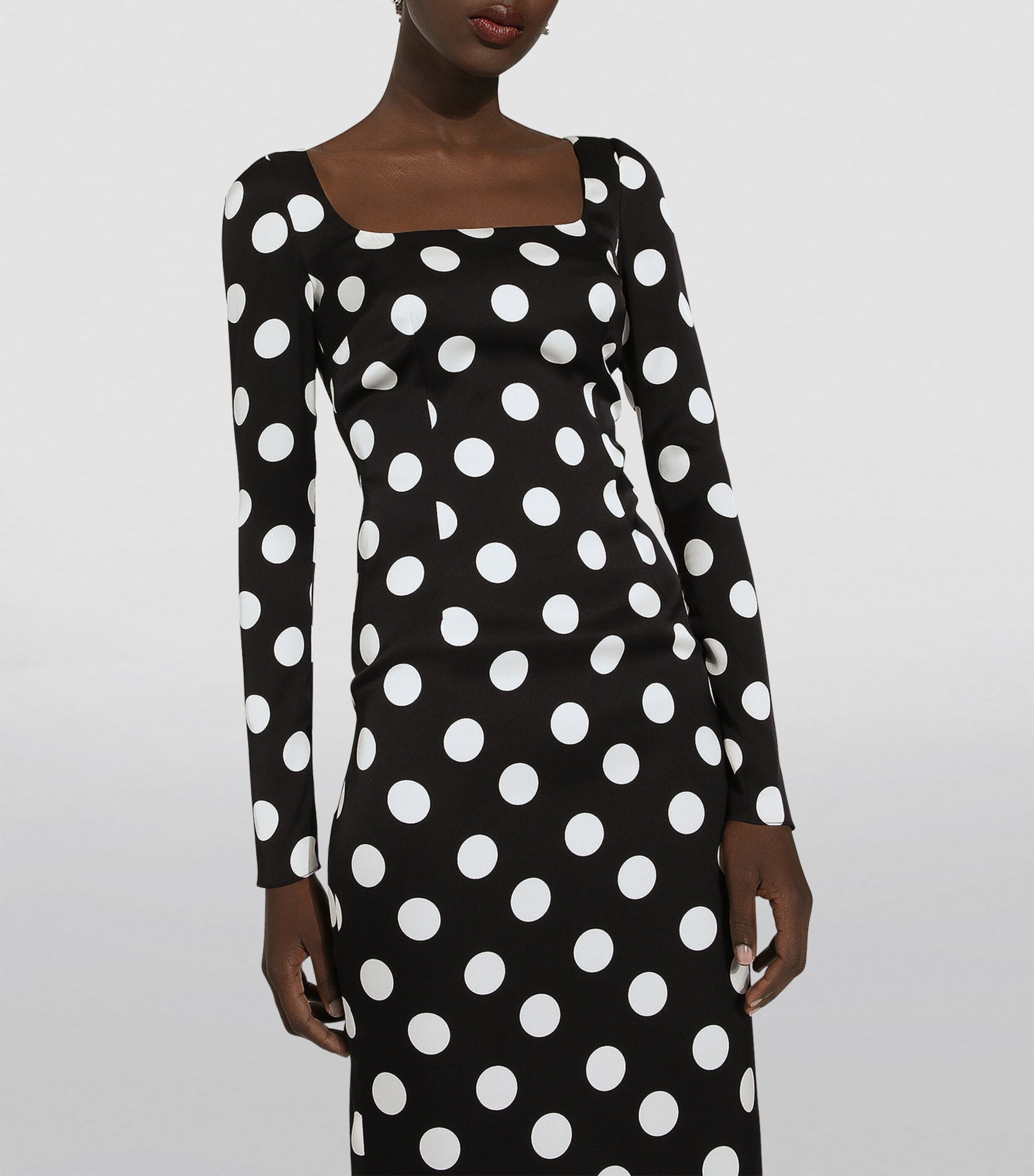 Silk Polka-Dot Bodycon Dress HNL2W-POIS BCO FDO.N Image 3