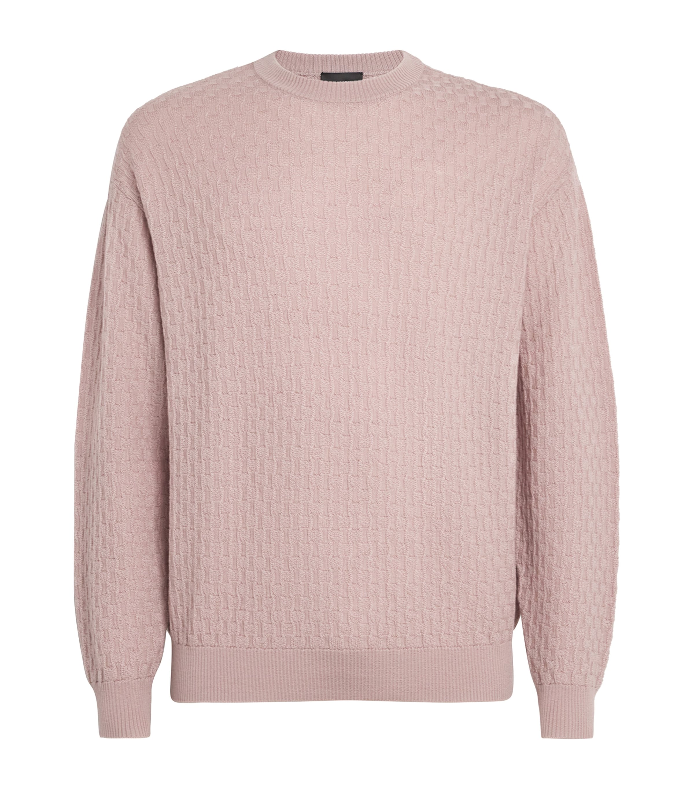 Emporio Armani Wool Textured Sweater In Beige
