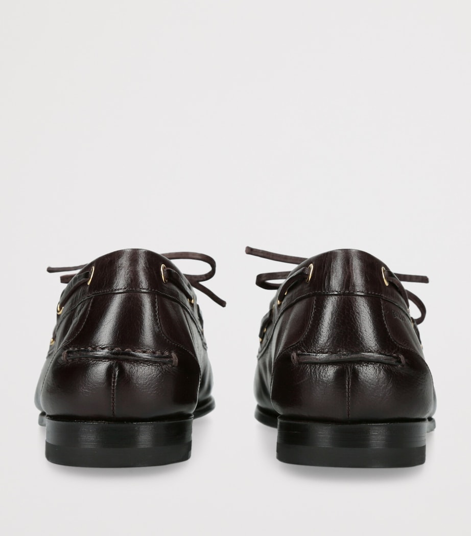 Bally Leather Plume Boat Shoes Dark Brown Image 2