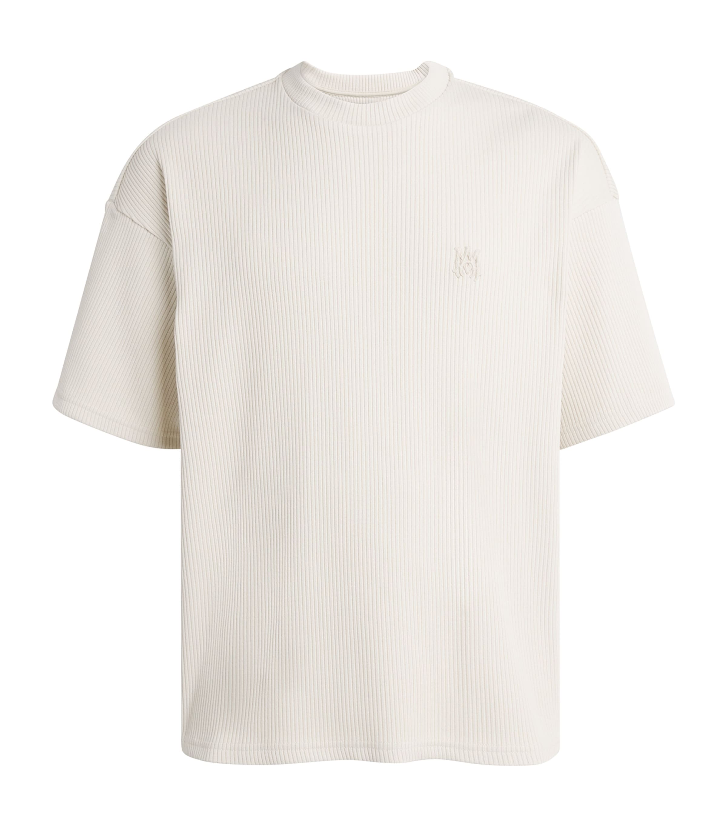 Amiri Stretch-cotton Ribbed Logo Oversized T-shirt In White