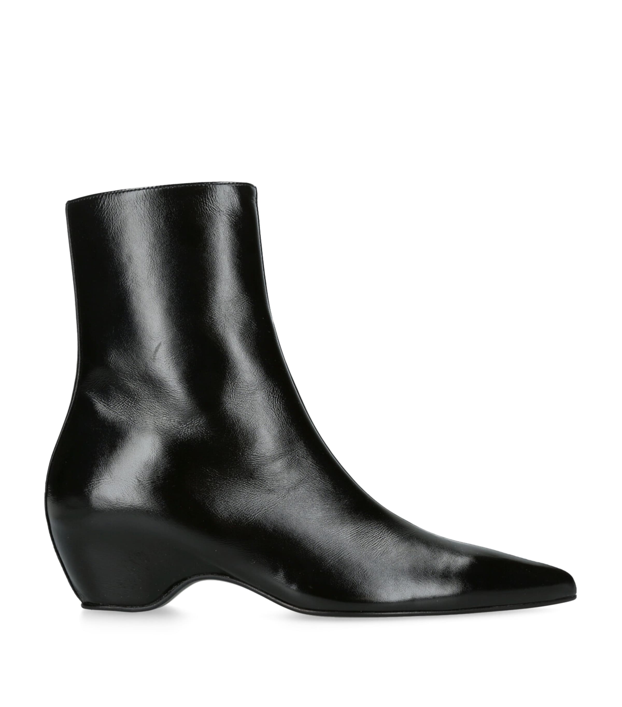 Khaite Leather Sybil Ankle Boots 40 In Black