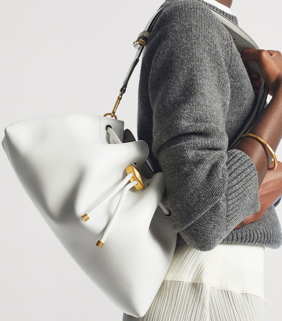 Jimmy Choo Medium Leather Cinch Shoulder Bag Latte/gold Image 2