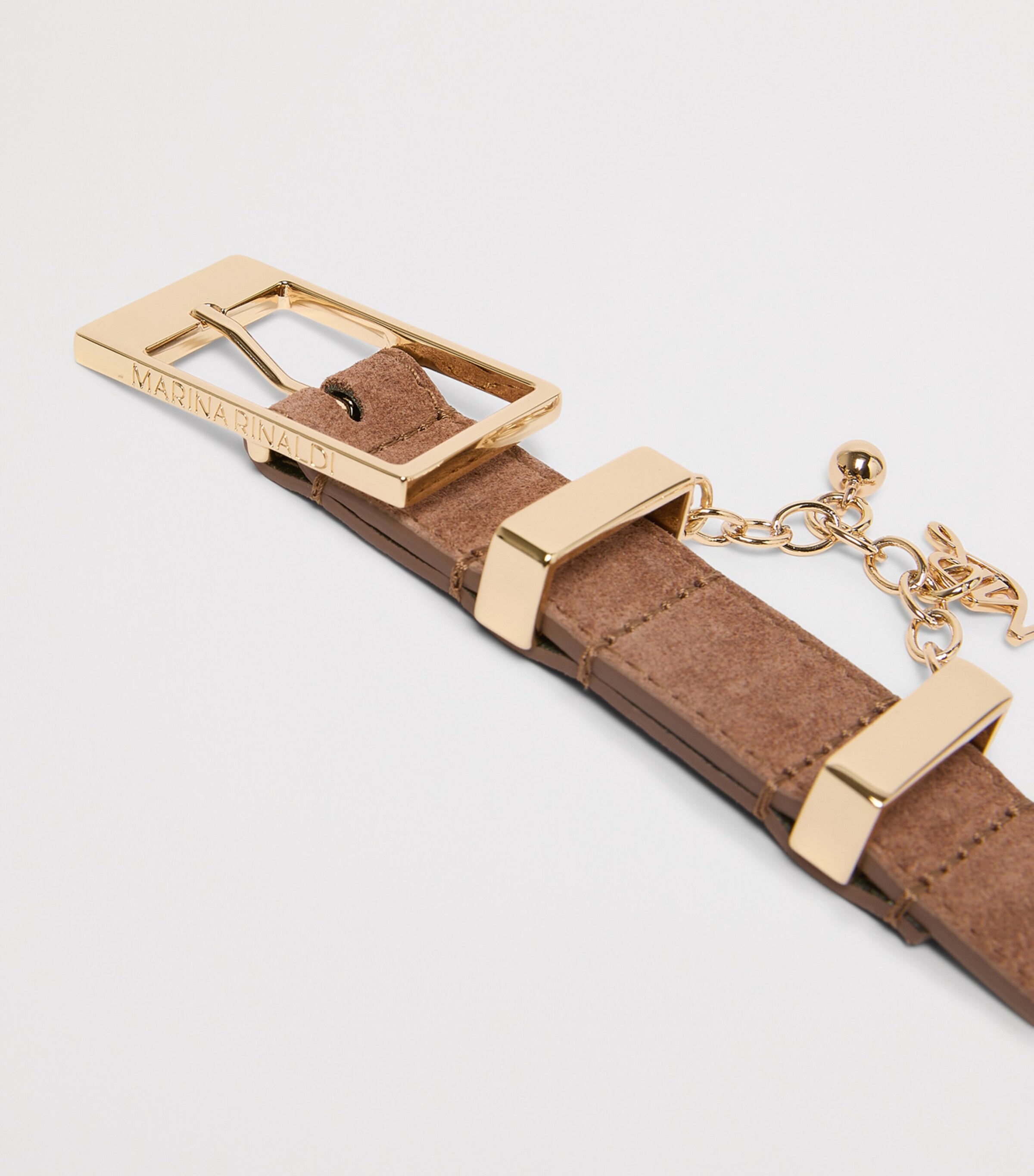 Marina Rinaldi Suede Logo Chain Belt Brown Image 4