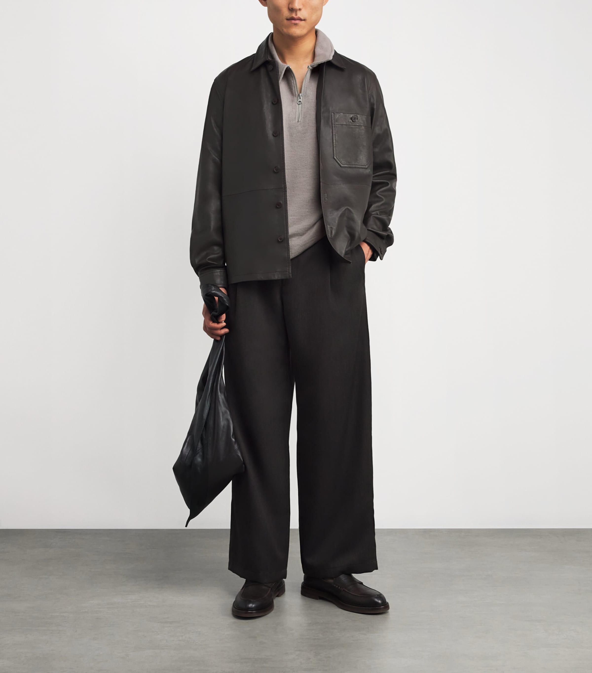 Saolli Zip-Up Polo Shirt ELEPHANT SKIN Image 2