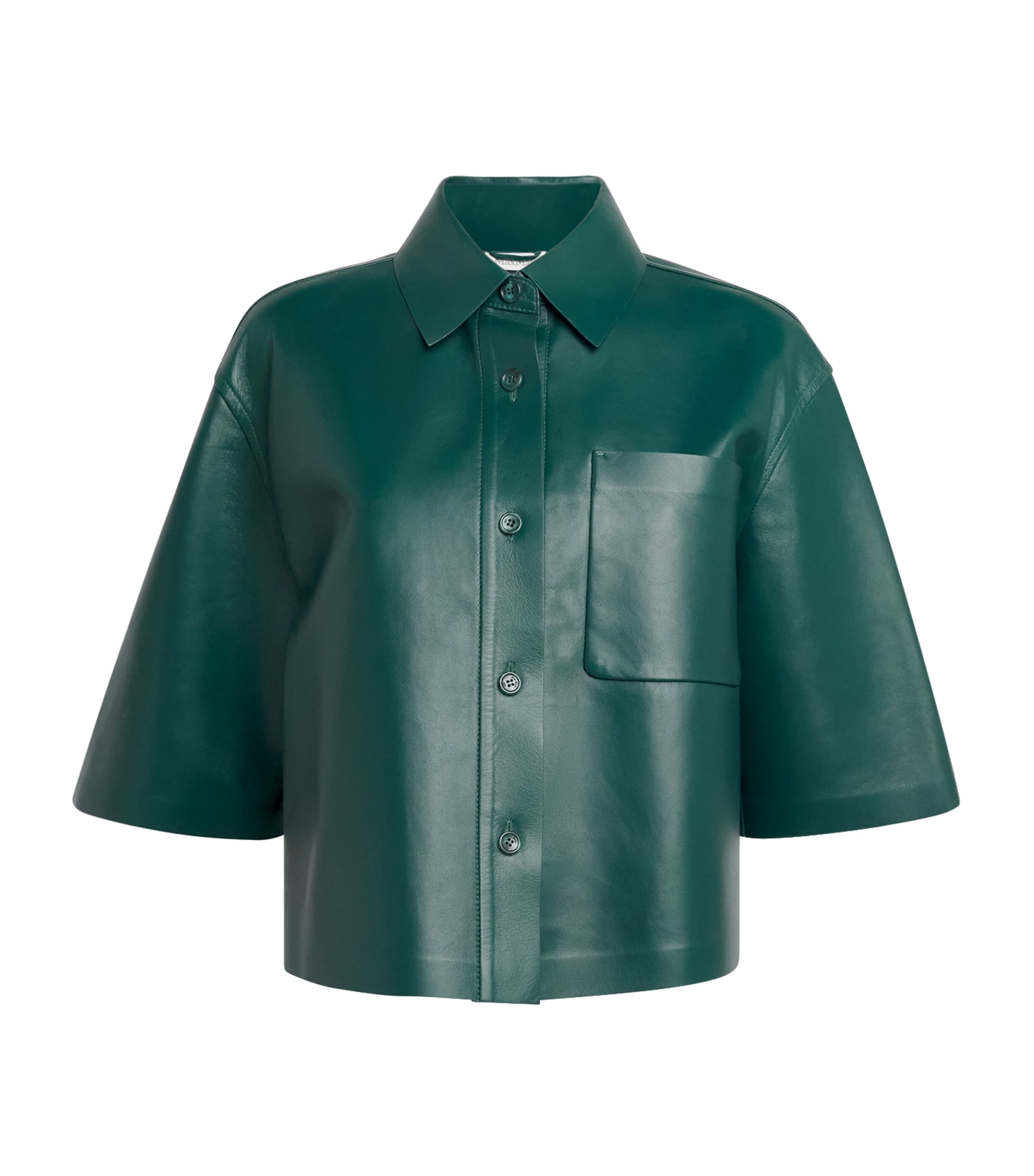Nappa Leather Short-Sleeve Arcella Shirt DARK GREEN Image 1