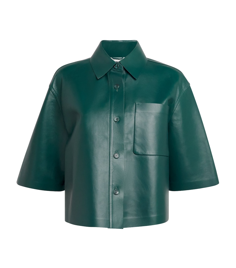 Nappa Leather Short-Sleeve Arcella Shirt DARK GREEN Image 1