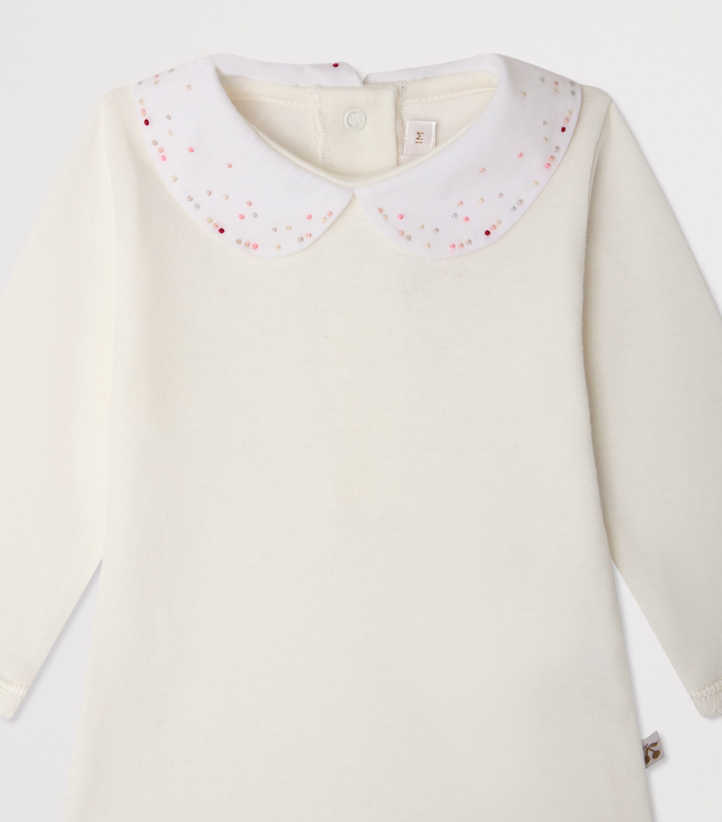 Bonpoint Embroidered Bodysuit (1-24 Months) Blanc Lait Image 3