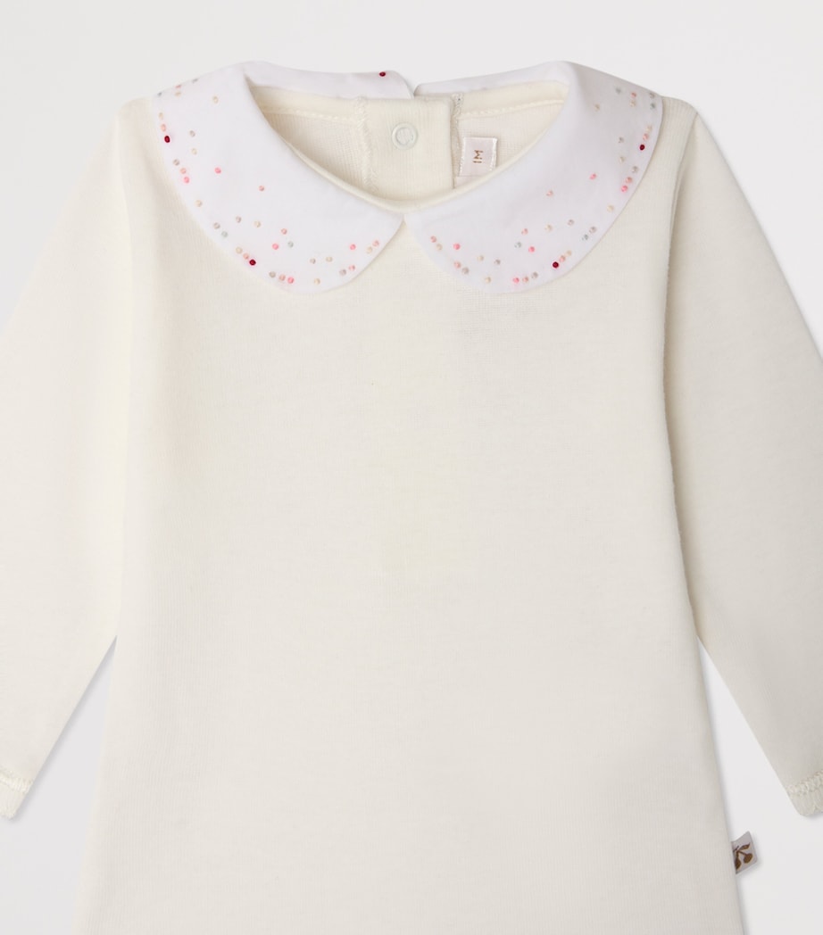Bonpoint Embroidered Bodysuit (1-24 Months) Blanc Lait Image 3