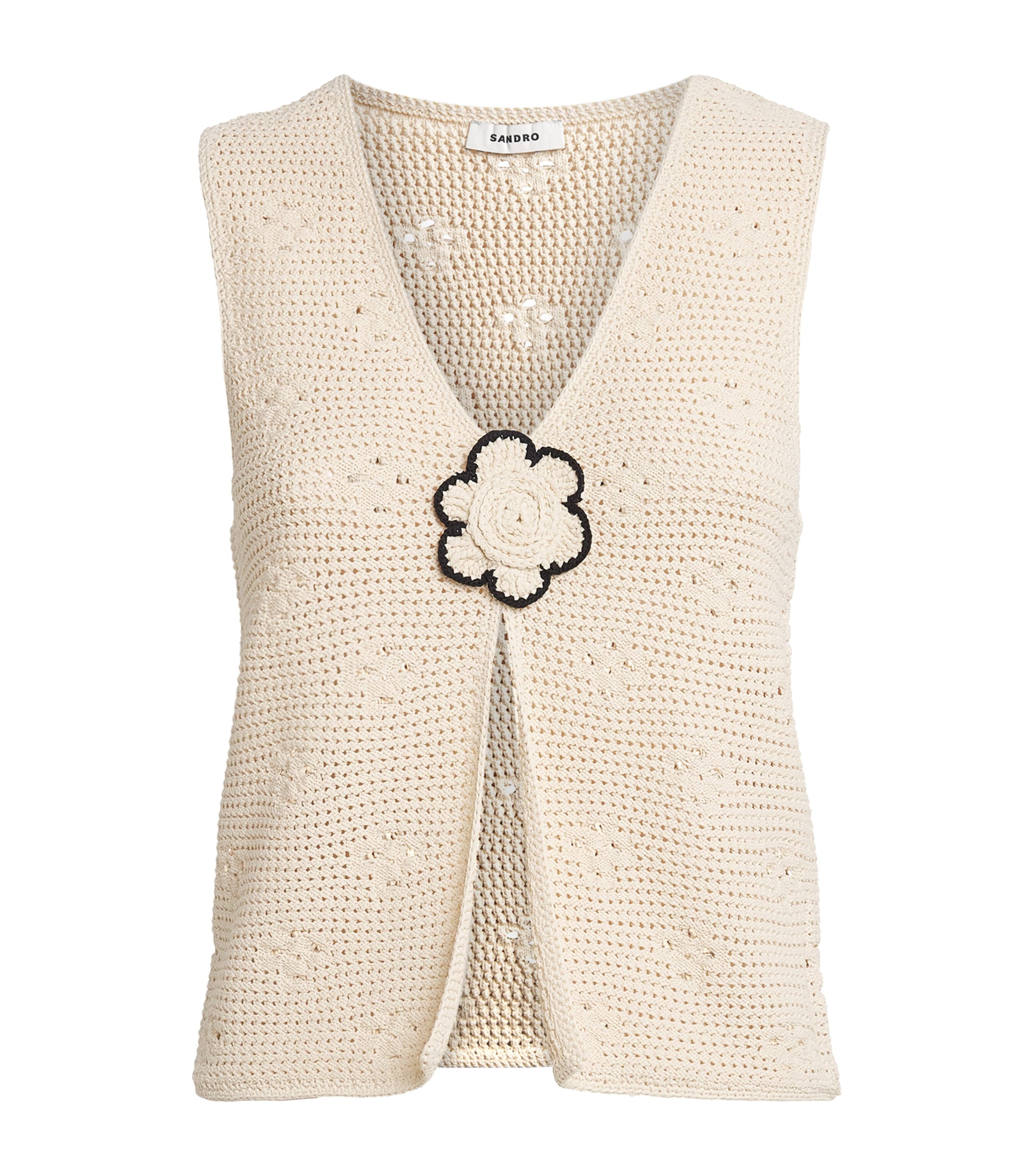 Sandro Crochet Cardigan In Neutral