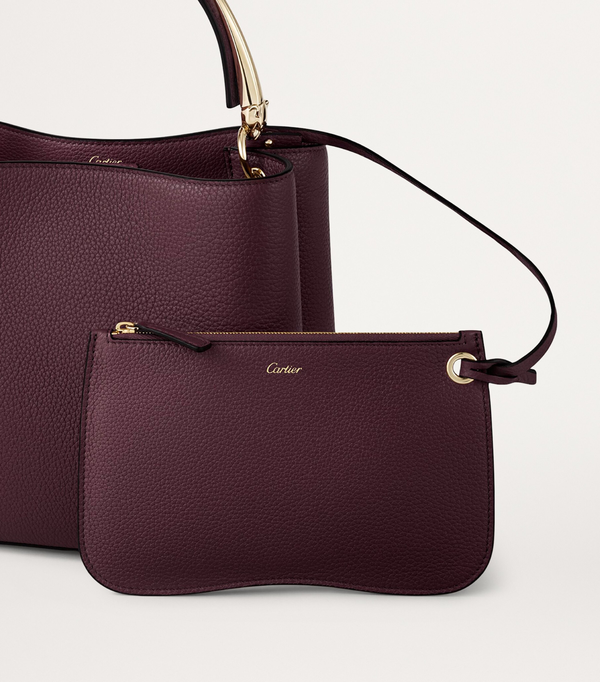 Cartier Small Calfskin Panthère de Cartier Top-Handle Bag Plum Image 5