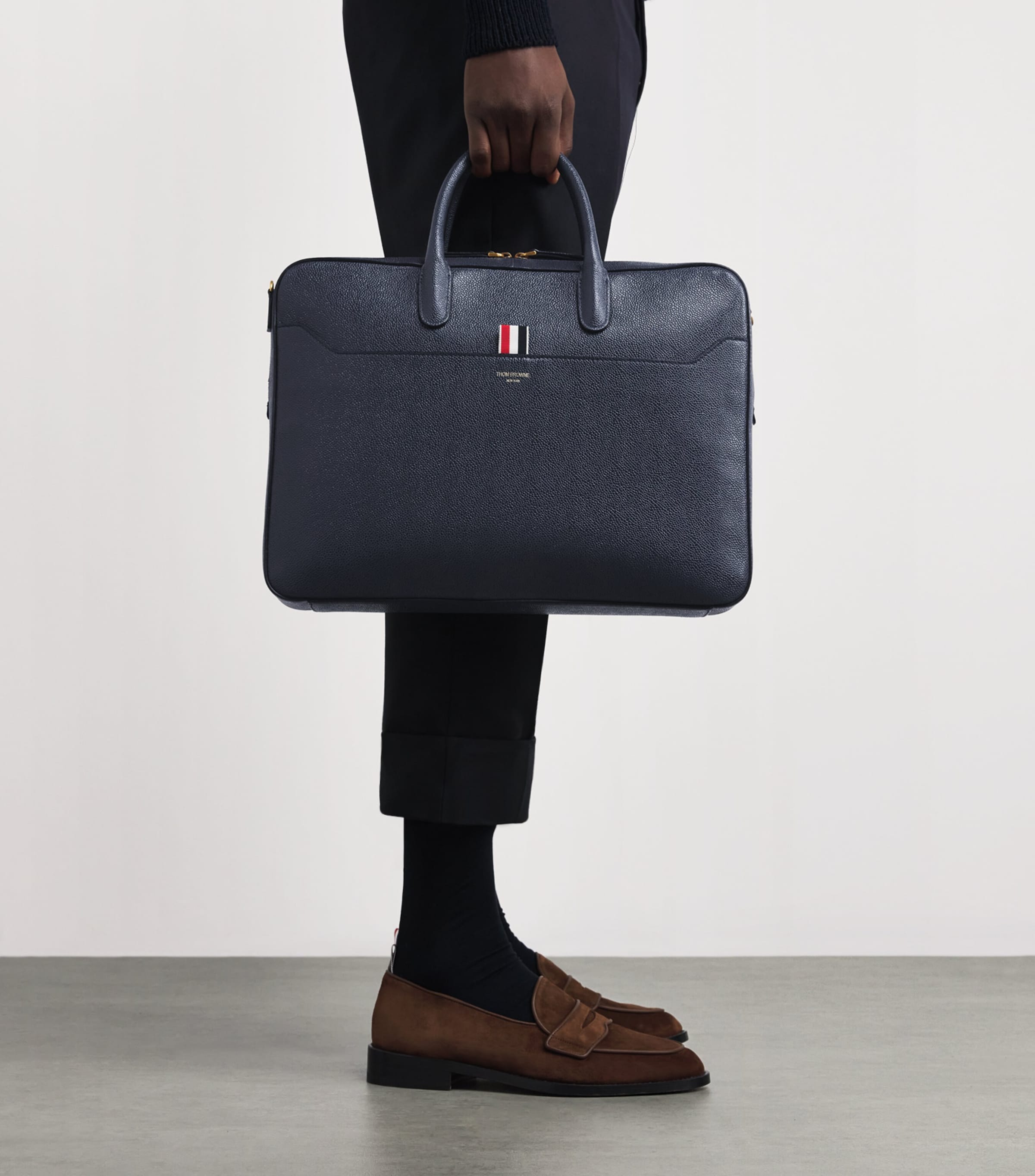 Leather Business Bag NAVY Image 2