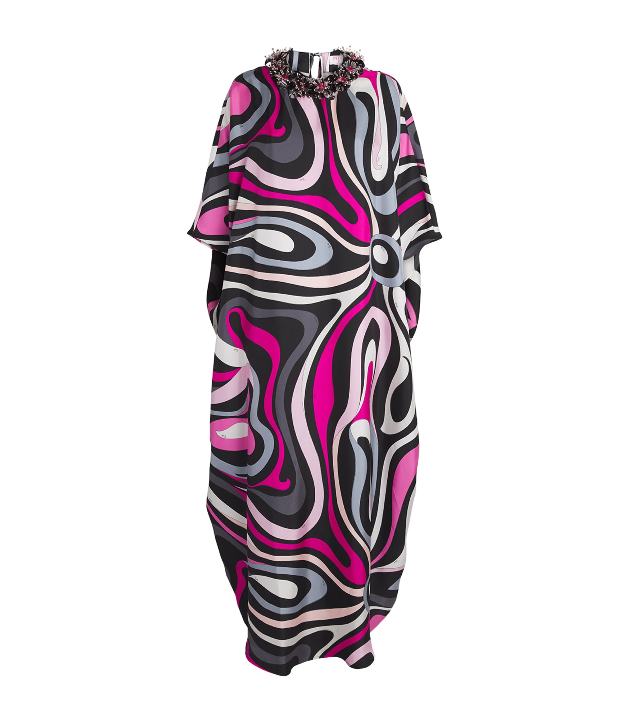 Pucci Silk Embellished Marmo Kaftan In Multi